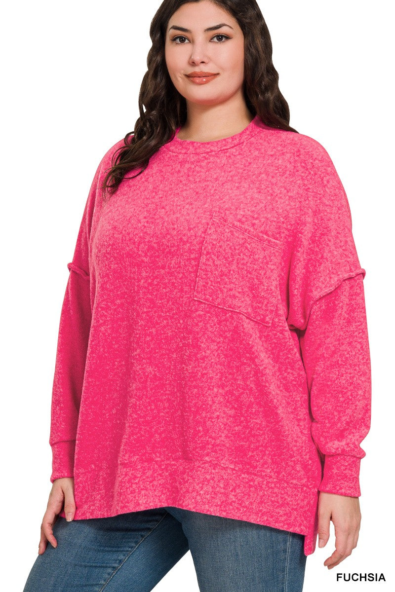 PLUS Brushed Meglange Drop Shoulder Sweater Top SOUTHERN SUNDROP BOUTIQUE