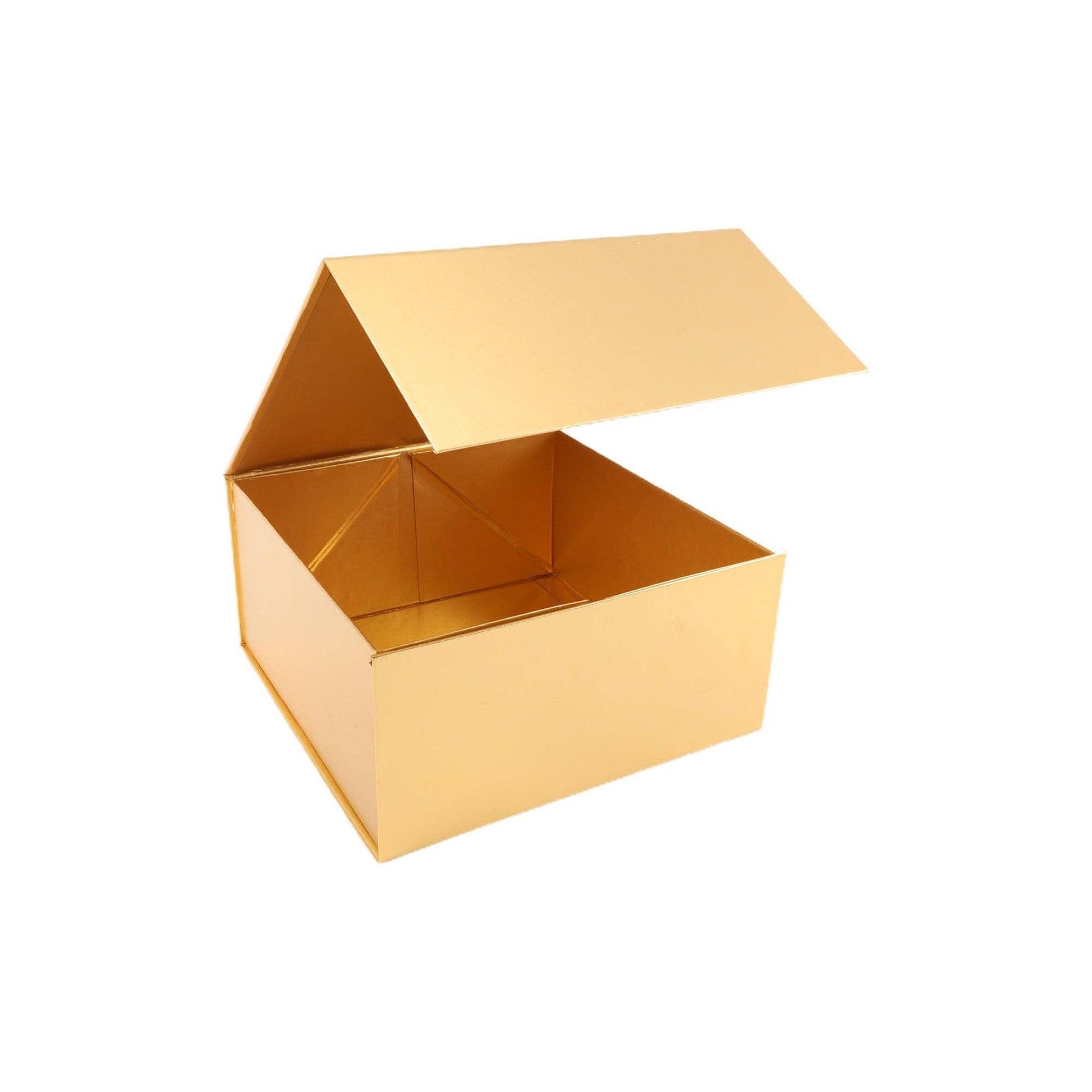 LA Ribbons Wholesale - 8"x 8"x 4" Collapsable ,Gift Box w/ Magnetic Square Flap Lid | Matte Gold LA Ribbons Wholesale