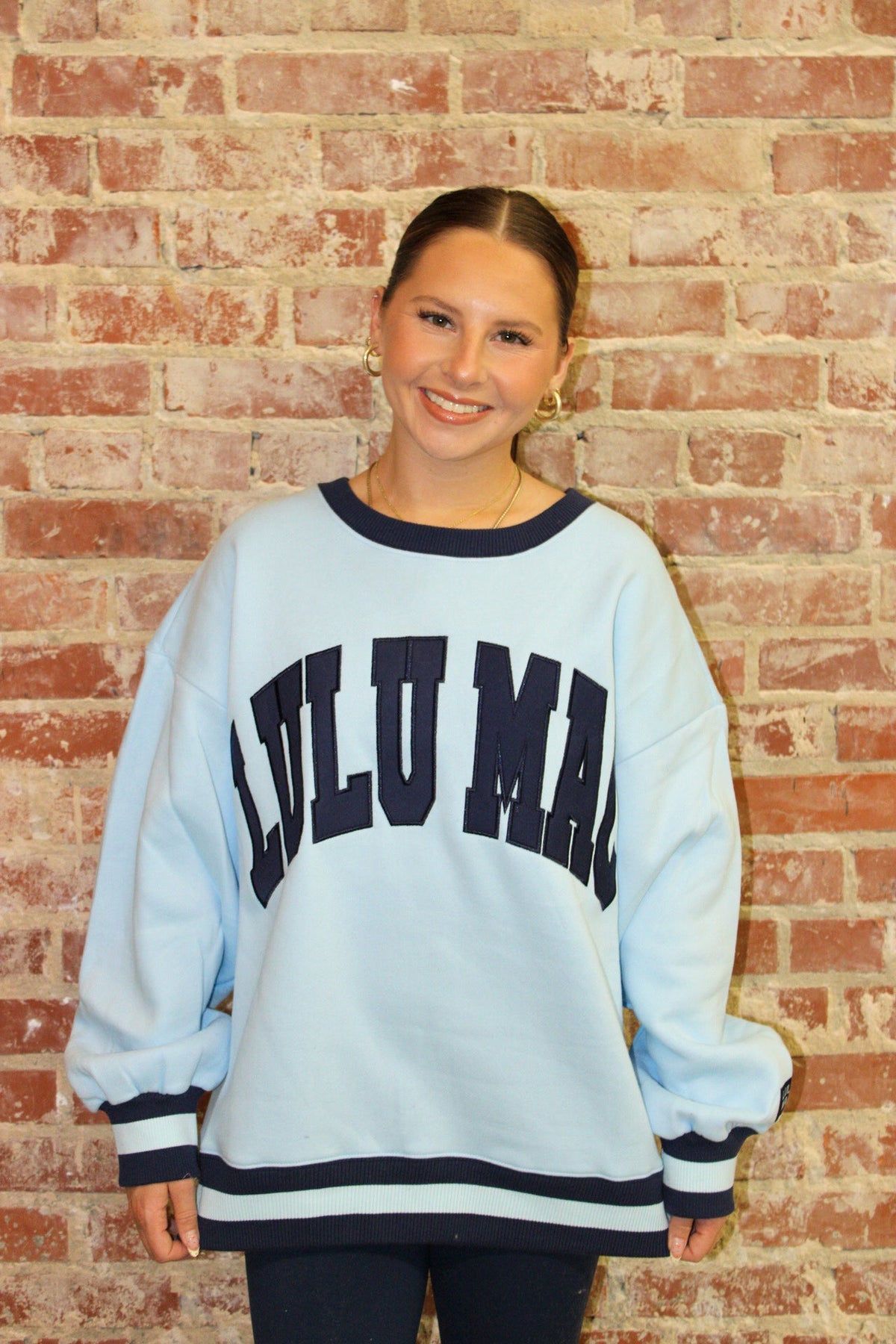 Lulu Mac Social Society Light Blue/Navy Stitch Sweatshirt Girlie Girl Originals