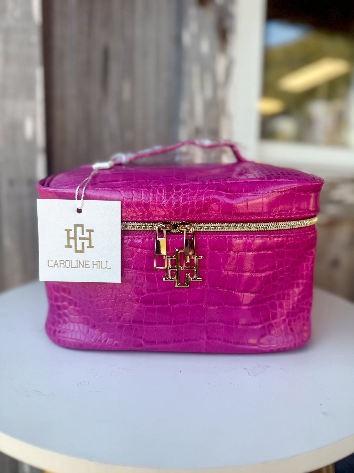 Caroline Hill Hampton Train Case Hot Pink EC Makeup Case Caroline Hill
