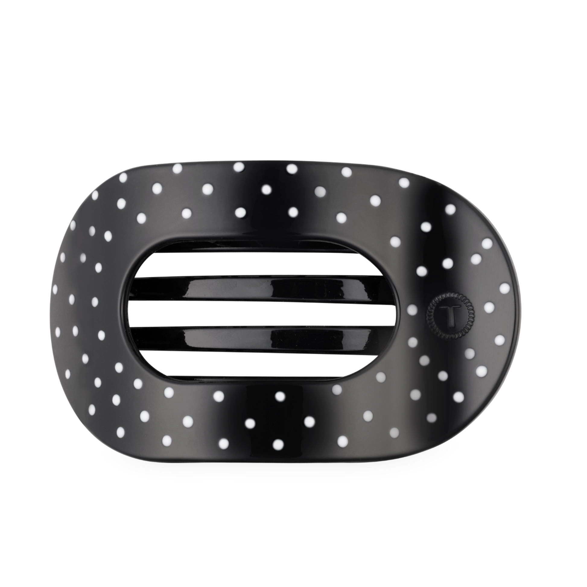 TELETIES - Black Polka Dot Party Large Flat Round Hair Clip TELETIES
