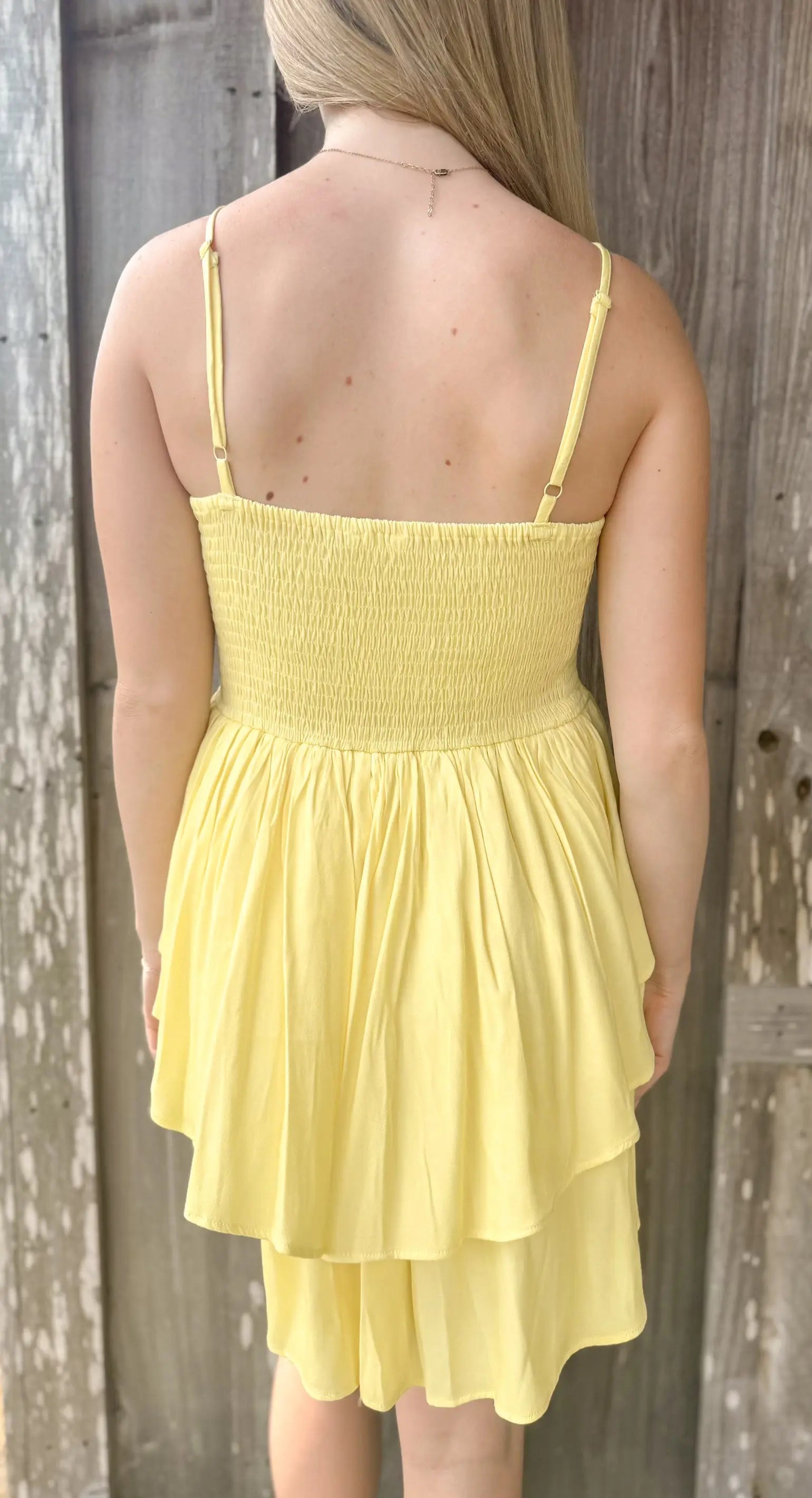 Women Yellow Sleeveless Flowy Ruffle Detailed Mini Dress IDEM DITTO