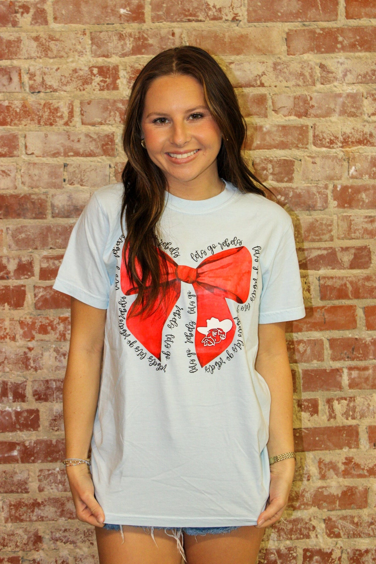 Coquette Ole Miss Rebels Bow Graphic Tee Gia Gifts Boutique