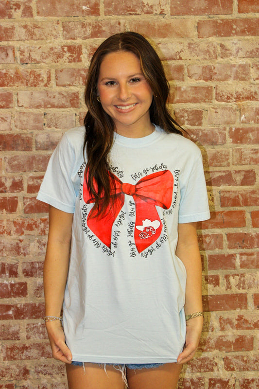 Coquette Ole Miss Rebels Bow Graphic Tee Gia Gifts Boutique