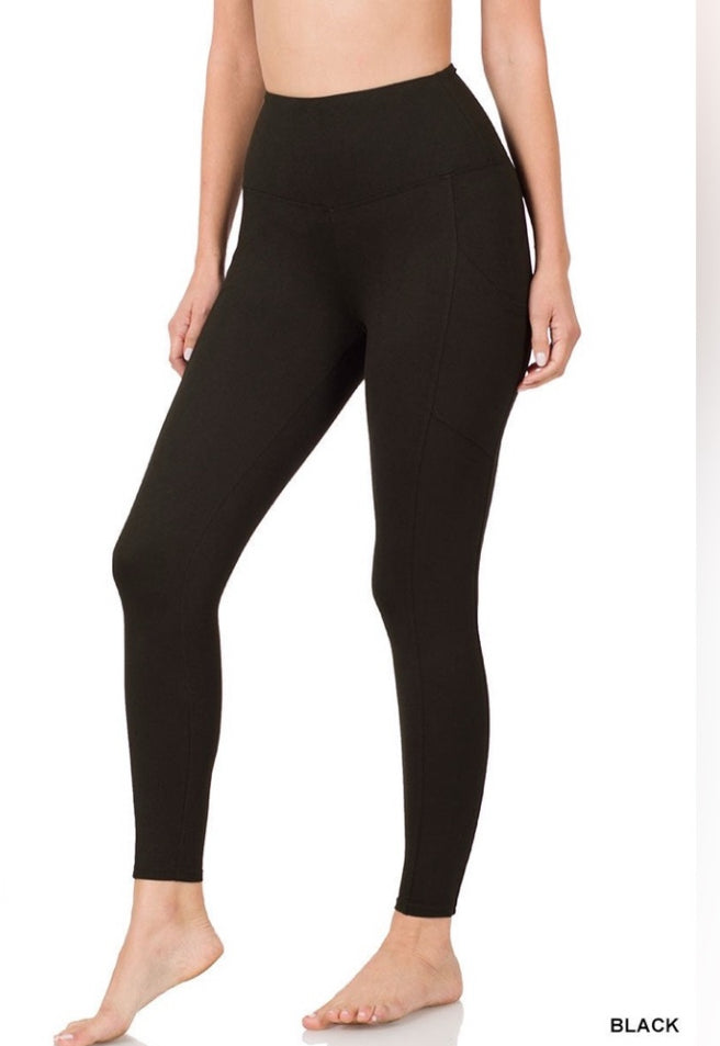 Zenana Black Brushed Microfiber Full Length Leggings zenana