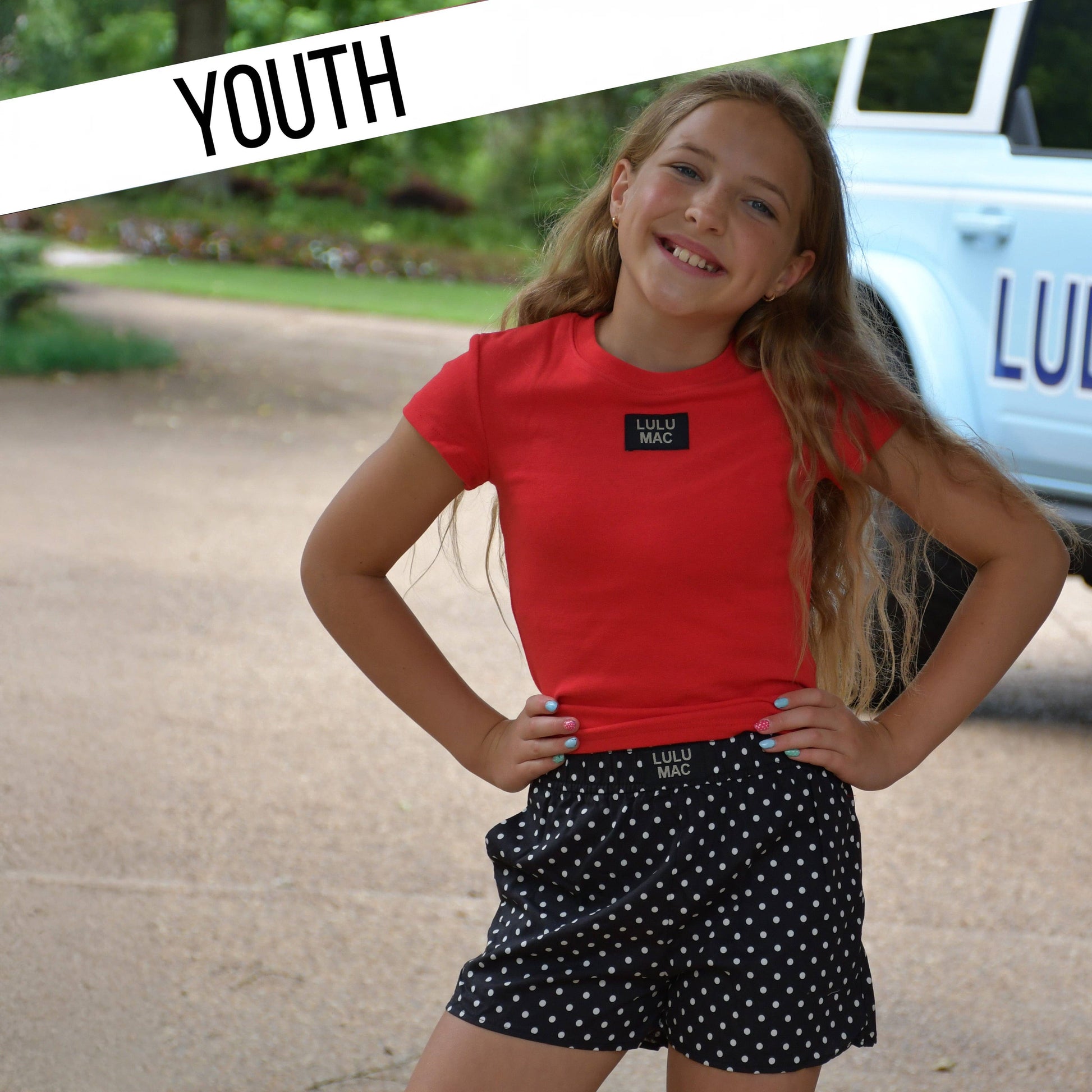Girlie Girl Originals - LM-KSH-1010-Black Mini Polka Dot KIDS SHORTS: Black / Youth Large Girlie Girl Originals