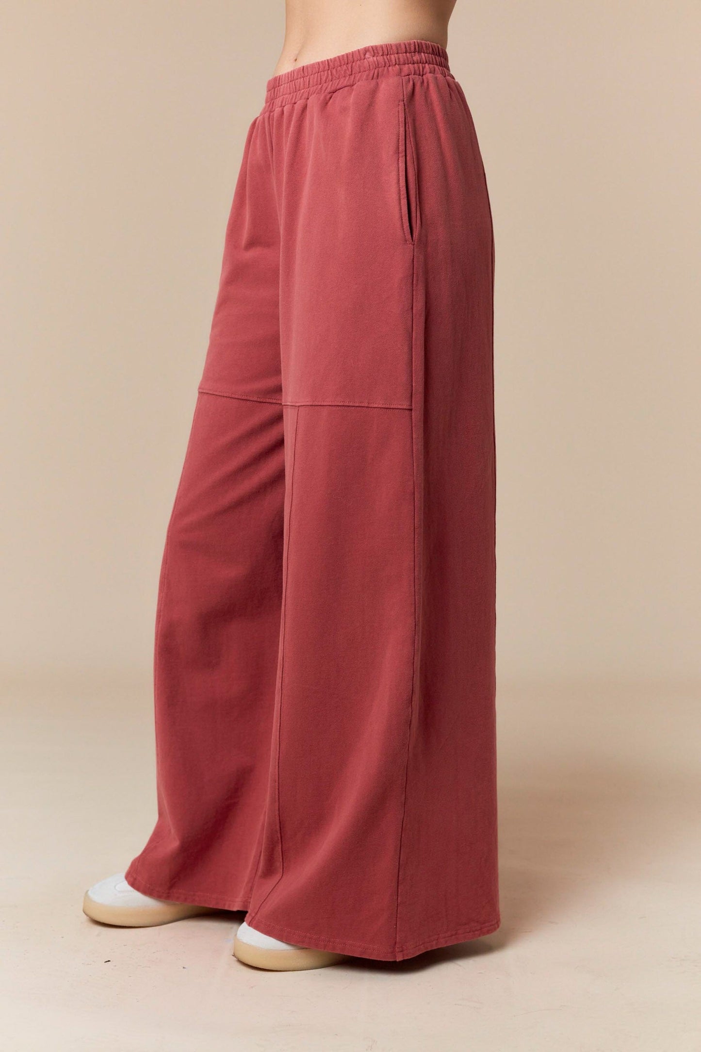 Peach Love California Washed French Terry Wide Fit Track Pants SOUTHERN SUNDROP BOUTIQUE