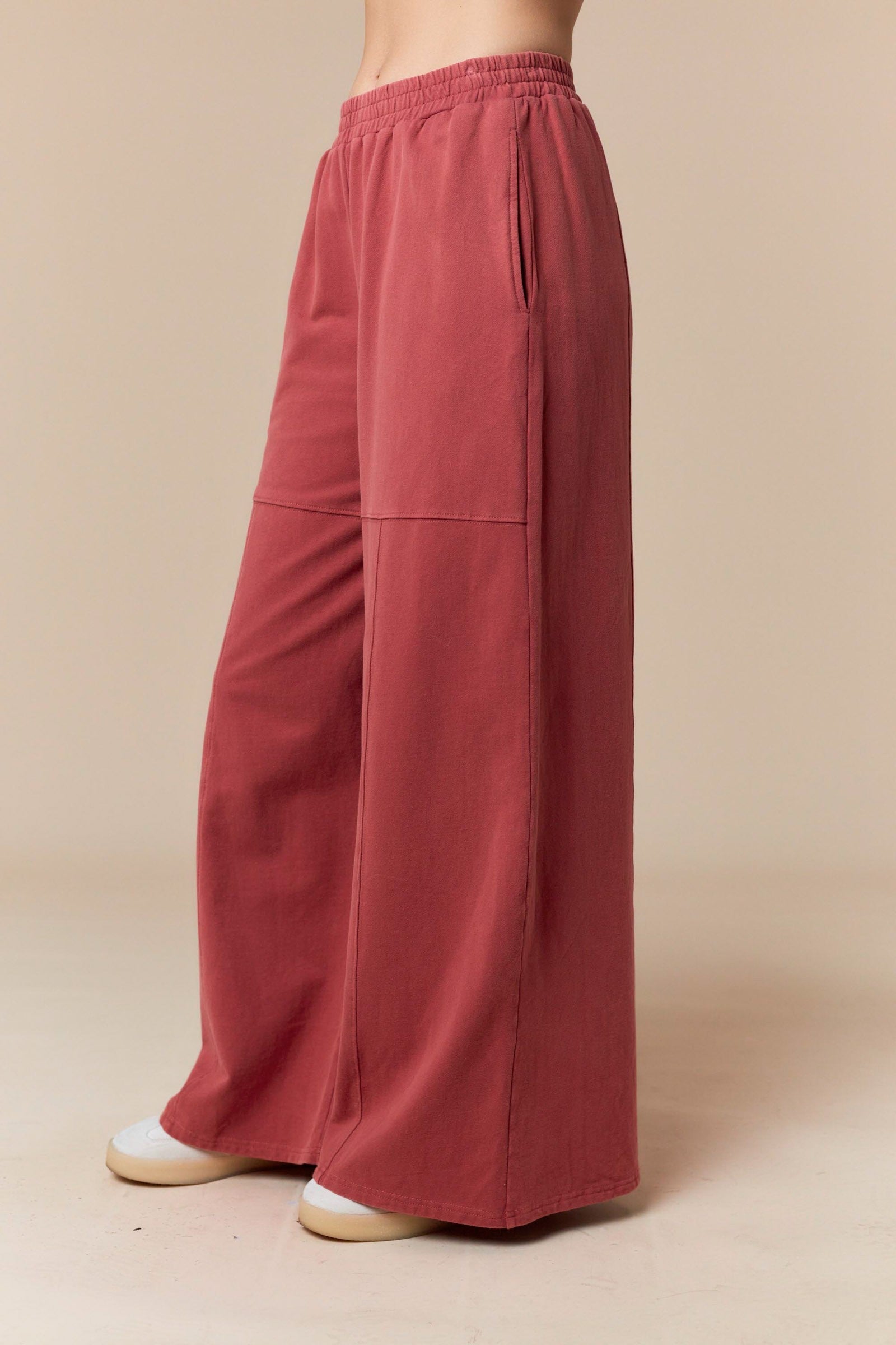 Peach Love California Washed French Terry Wide Fit Track Pants SOUTHERN SUNDROP BOUTIQUE