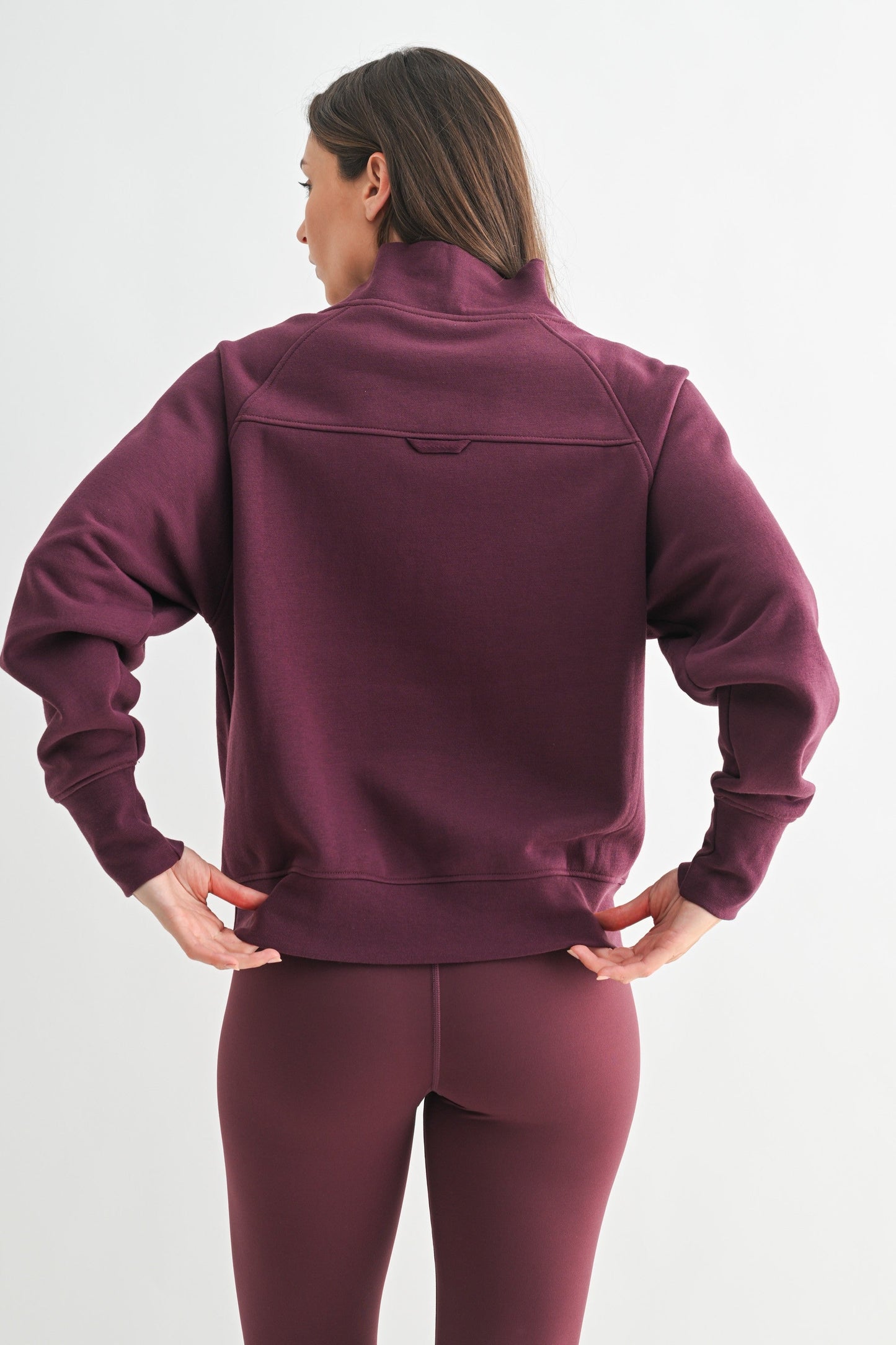 Mono B Dark Plum Fleece Mock Neck Sweater &  Crossover Waist Yoga Pants Set SOUTHERN SUNDROP BOUTIQUE