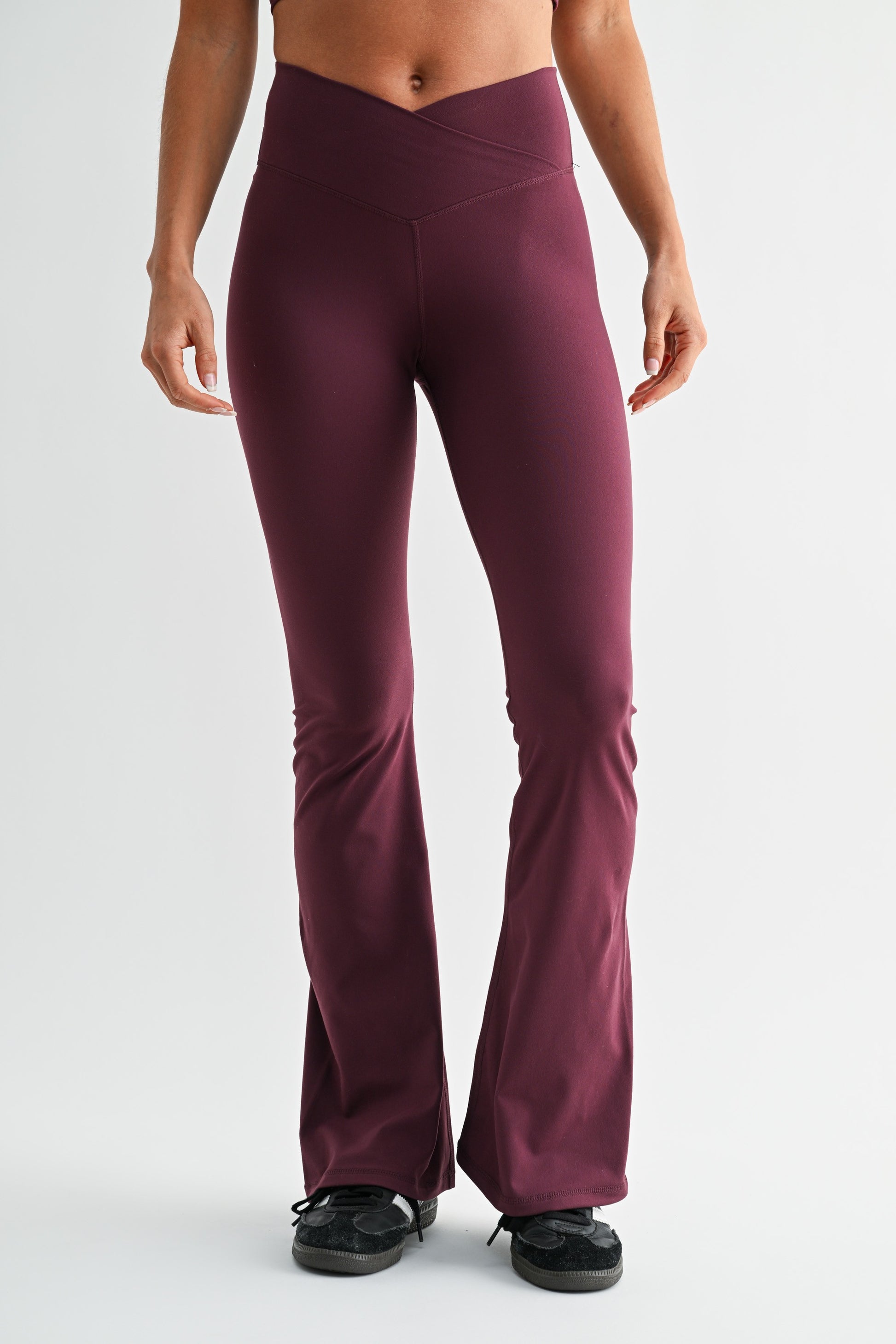 Mono B Dark Plum            Crossover Waist Yoga Pants Set SOUTHERN SUNDROP BOUTIQUE