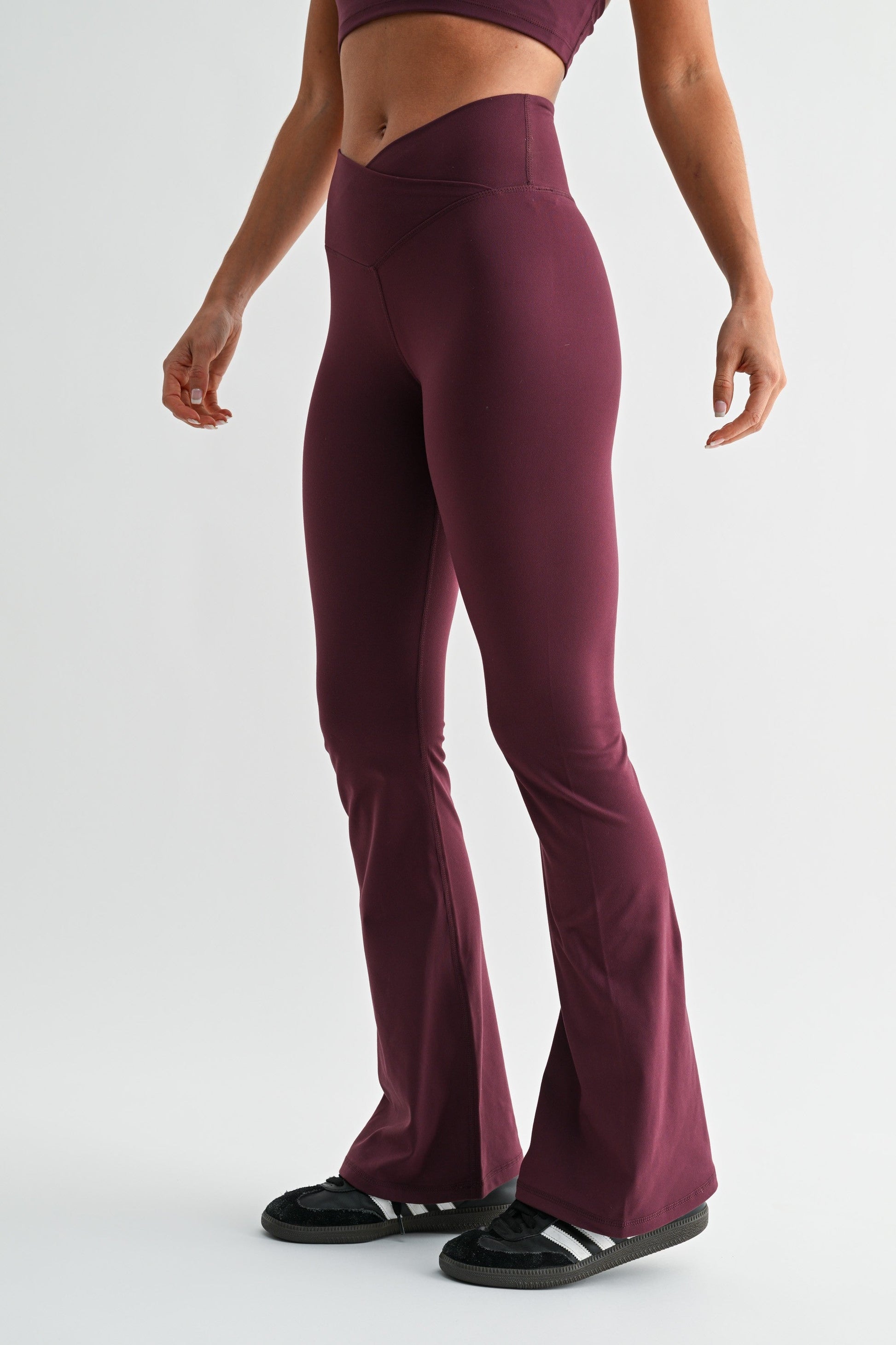 Mono B Dark Plum            Crossover Waist Yoga Pants Set SOUTHERN SUNDROP BOUTIQUE