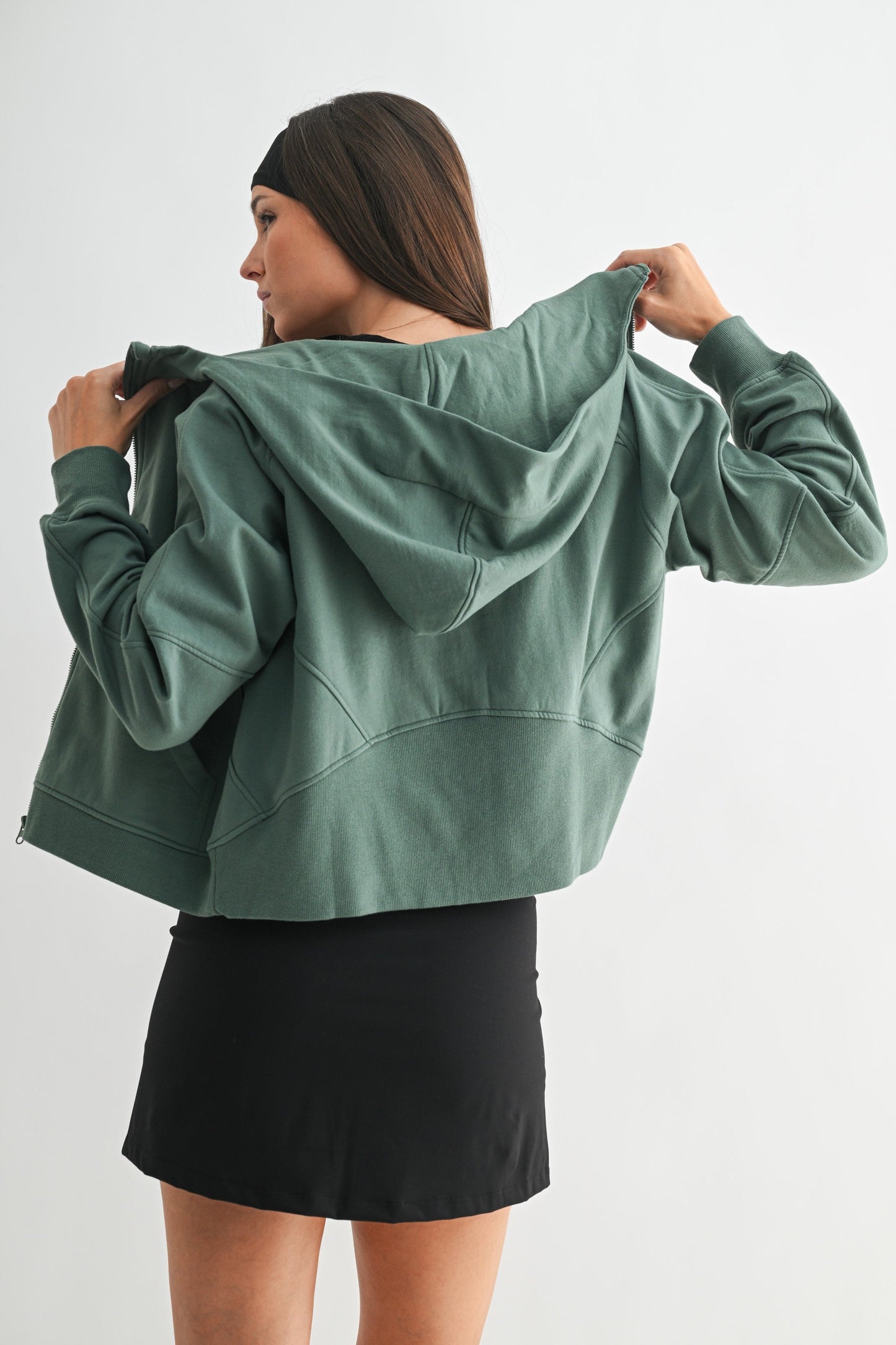 Mono B Silky Pine Zip-up Fleece Hoodie SOUTHERN SUNDROP BOUTIQUE