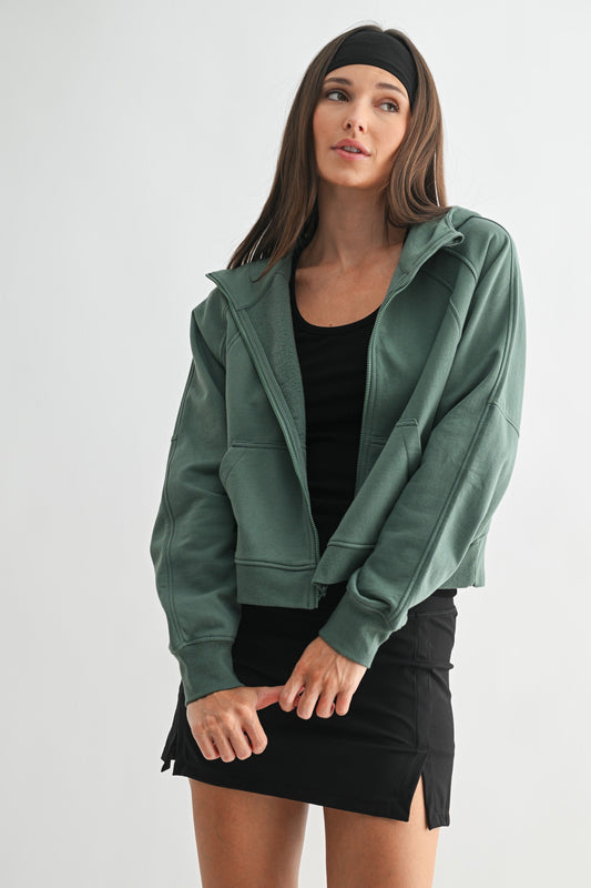 Mono B Silky Pine Zip-up Fleece Hoodie SOUTHERN SUNDROP BOUTIQUE