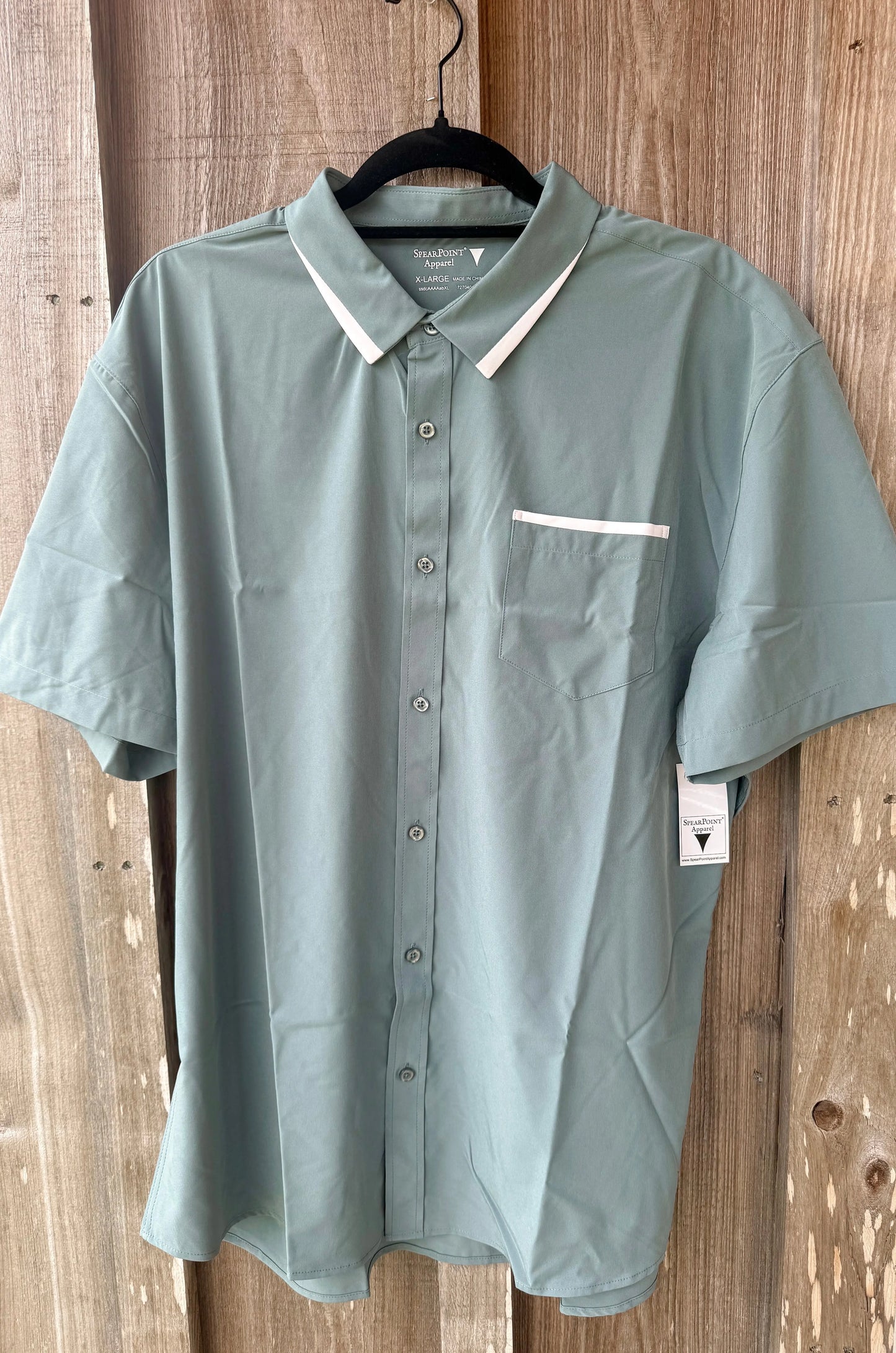 Collared Smooth Short Sleeve Button-Up Top SpearPoint Apparel