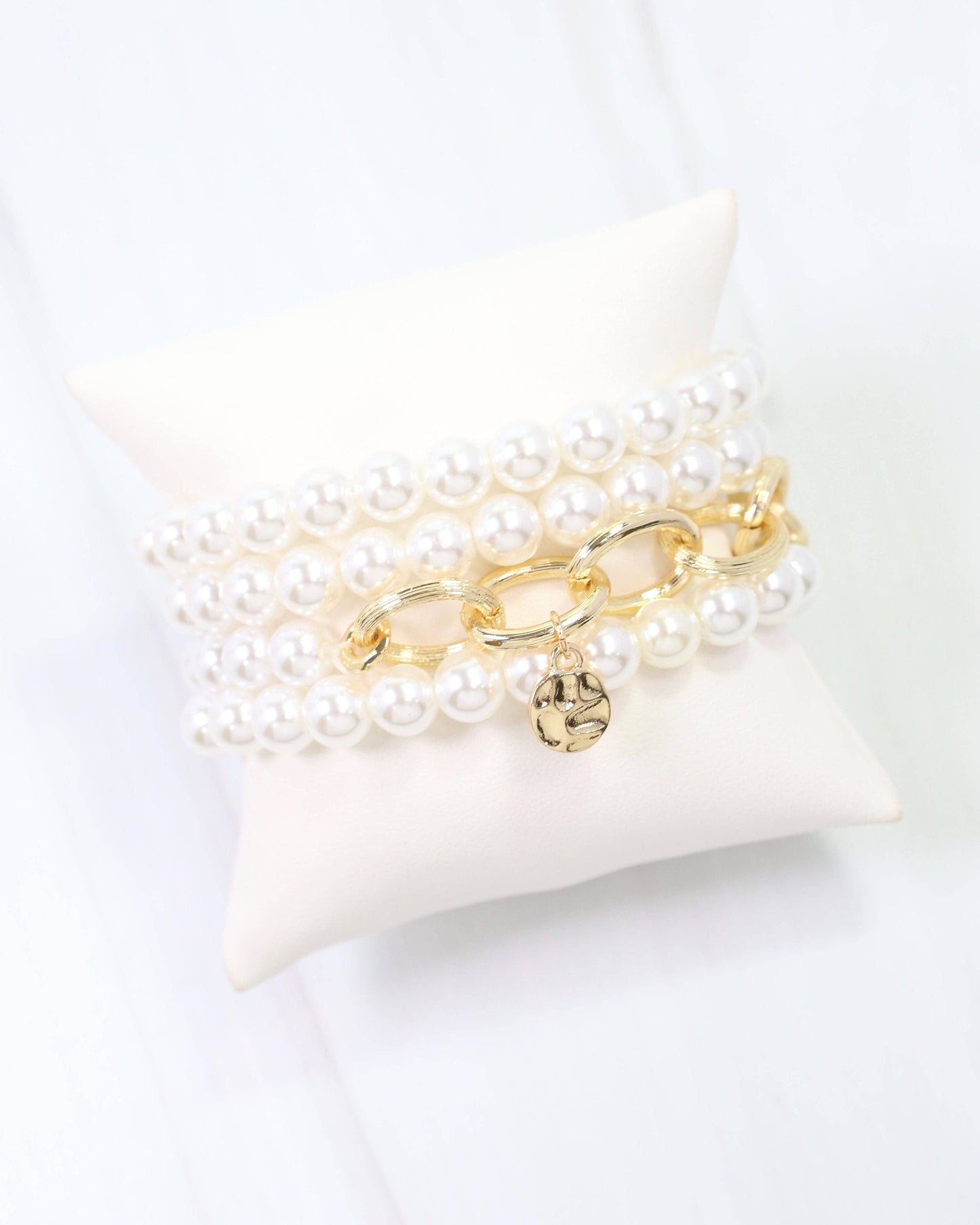 Caroline Hill - Marysville Link and Bead Bracelet Set Pearl: Default Caroline Hill
