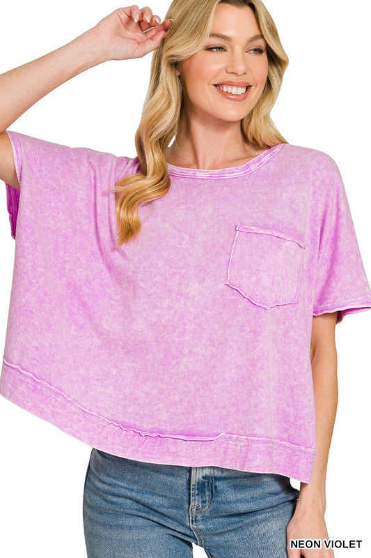 Halo Snow Washed Oversized Top Zenana