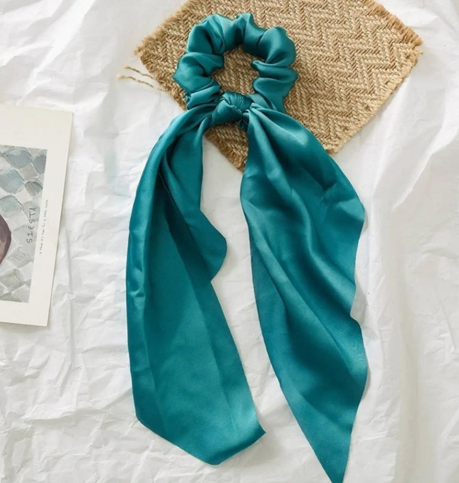 Solid Color Knotted Ribbon Hair Tie Scrunchies ACCITY