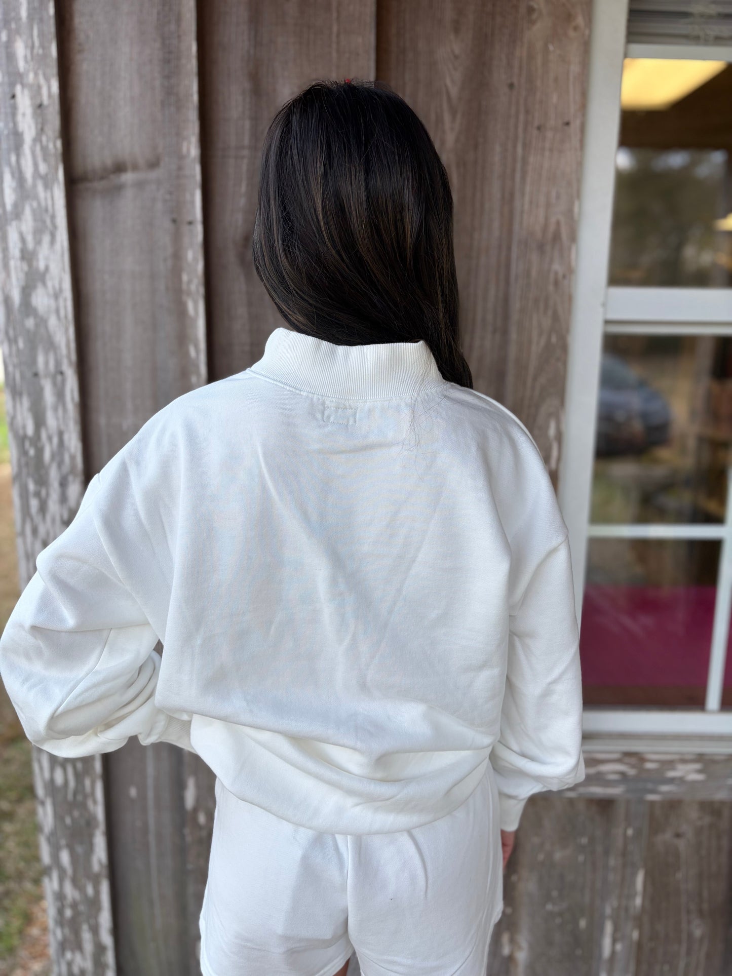 Lulu Mac White Long Sleeve Terry Cloth Top Girlie Girl Originals