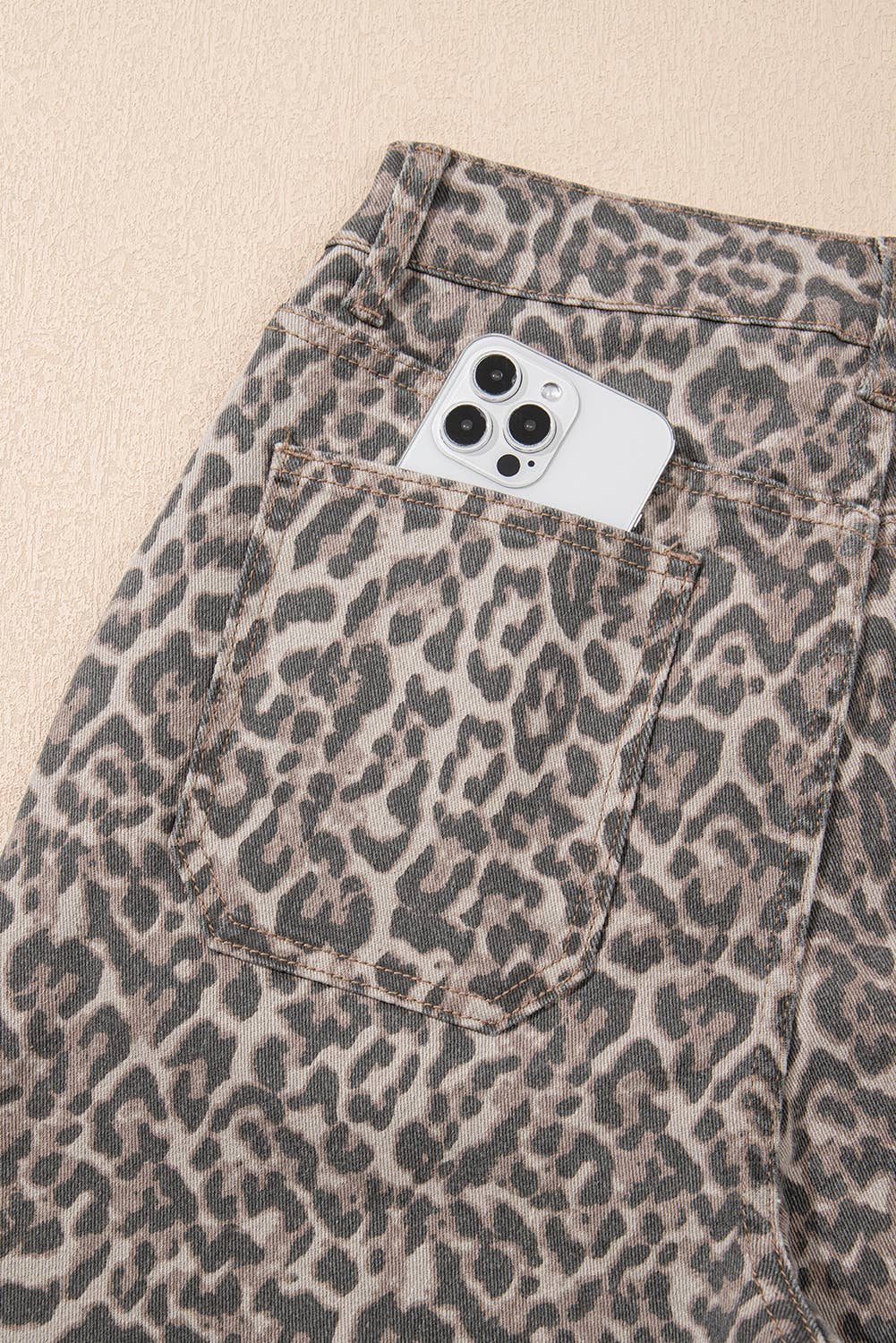 Leopard Frayed Edge Wide Leg High Waist Jeans Babs + Birdie
