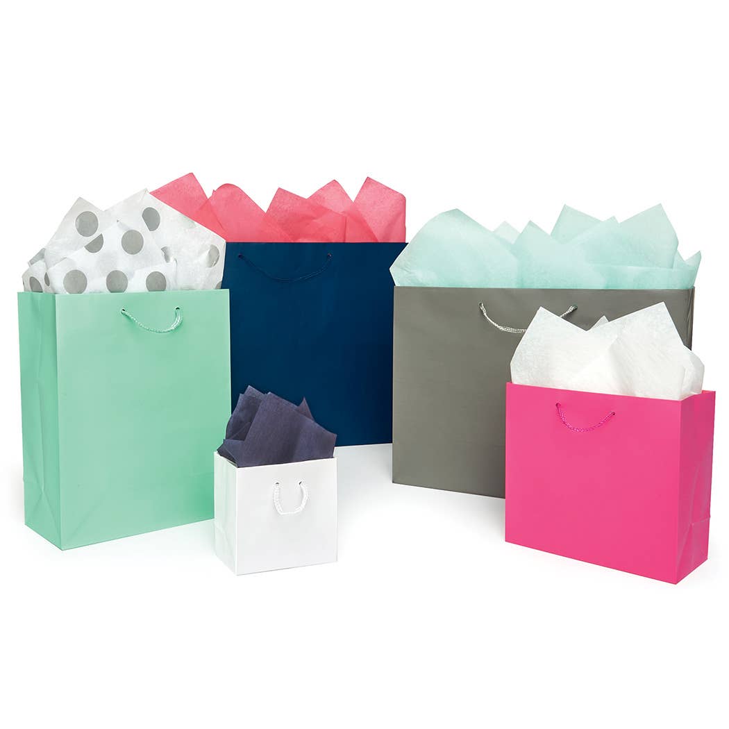 Nashville Wraps - Matte Paper Cord Handle Gift Bags: White Matte / 10 Pack / Jewel 6.5x3.5x6.5" Nashville Wraps