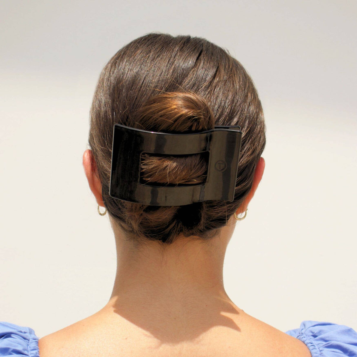 TELETIES - Jet Black | Large | Flat Rectangle Hair Clip TELETIES