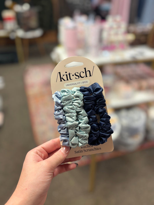 5 Piece Garden Bouquet Ruched Satin Scrunchies Set KITSCH