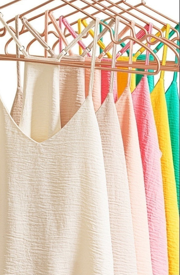 Woven Airflow Adjustable Strap V Neck Cami Top zenana