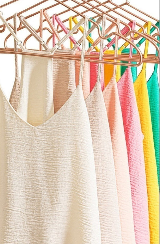 Woven Airflow Adjustable Strap V Neck Cami Top zenana