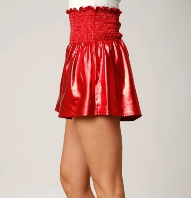 Glamorous Gameday Smocked Metallic Shorts peach love california