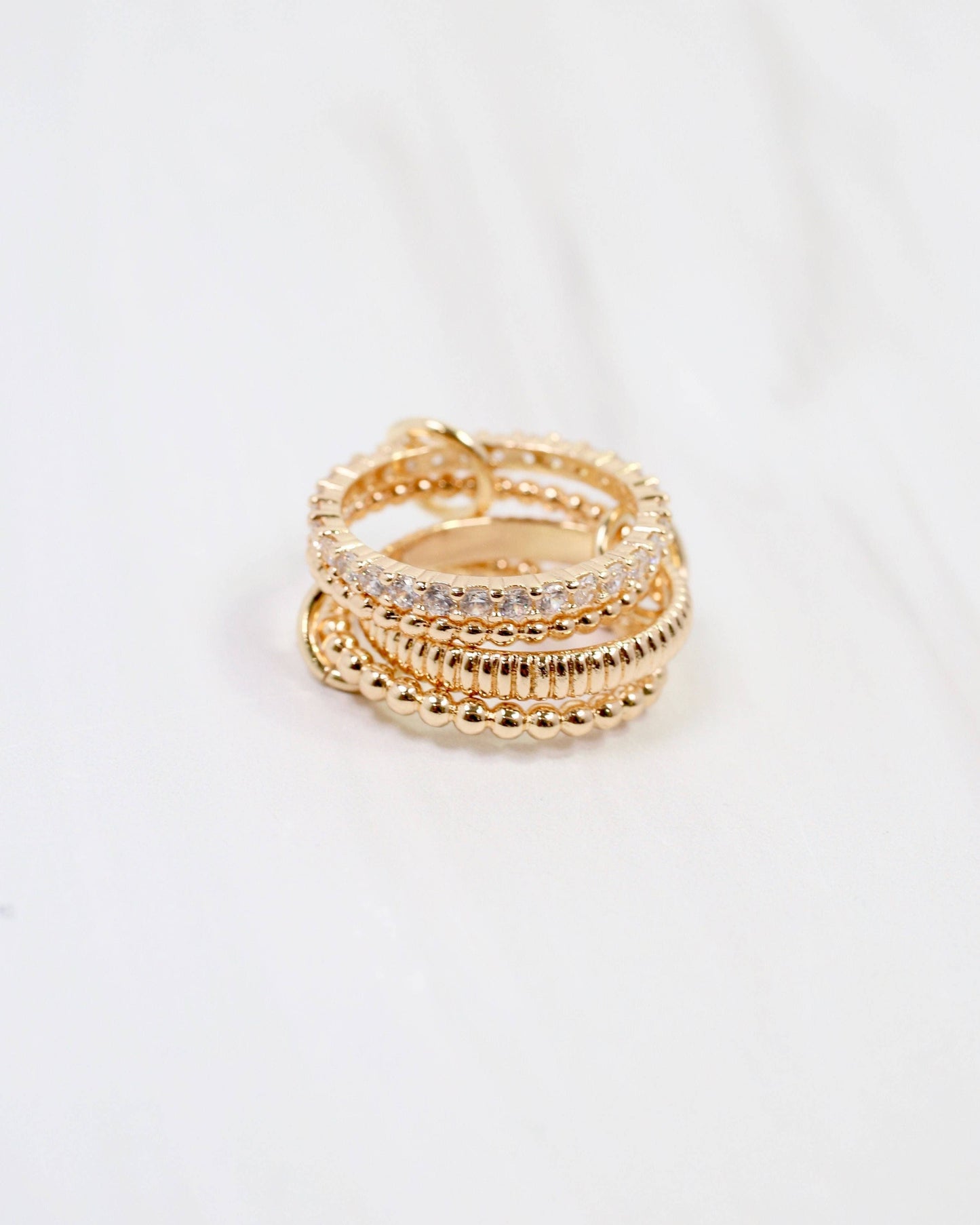 Caroline Hill - Cranford Interlocking CZ Ring Set WR Gold: Default Caroline Hill
