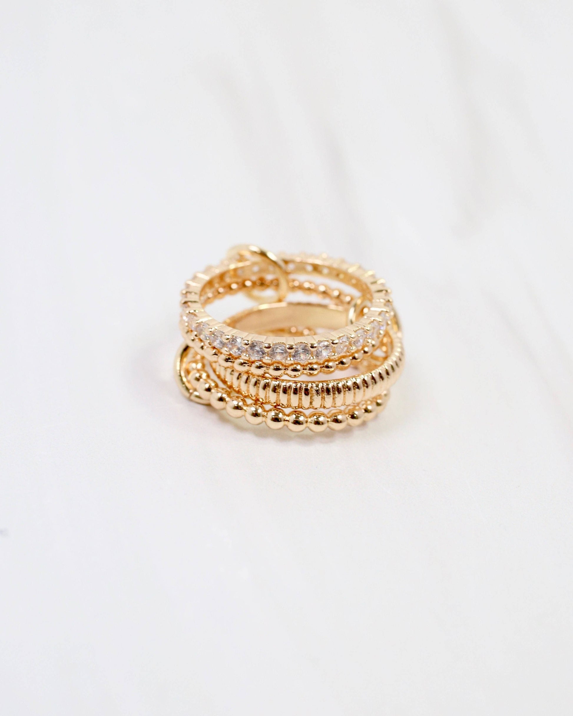 Caroline Hill - Cranford Interlocking CZ Ring Set WR Gold: Default Caroline Hill
