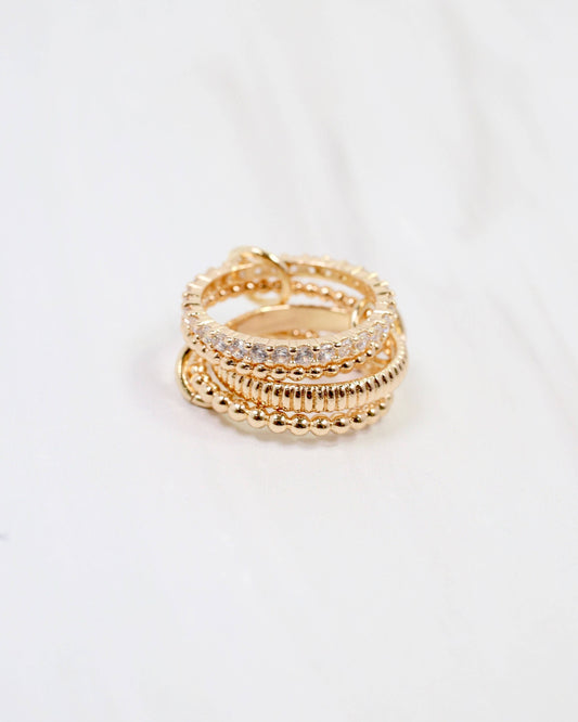 Caroline Hill - Cranford Interlocking CZ Ring Set WR Gold: Default Caroline Hill