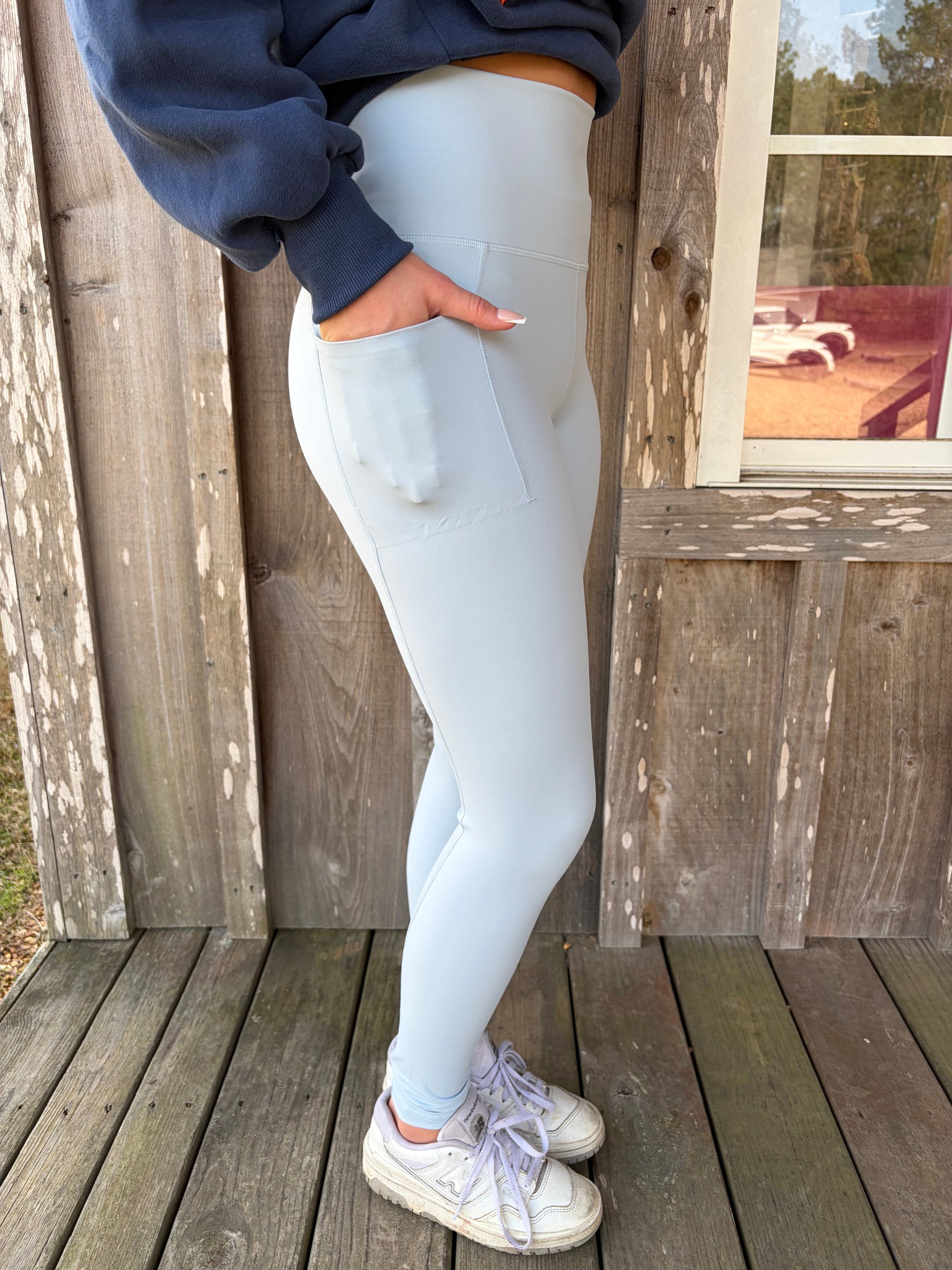 Lulu Mac Light Blue Solid Leggings Girlie Girl Originals