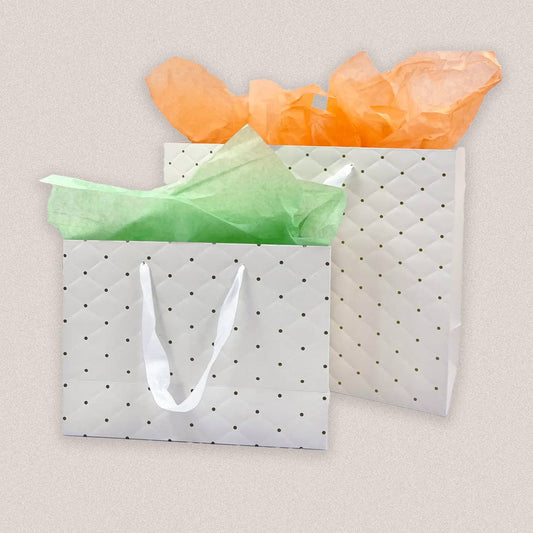 ByHome - 12pcs, 2 sizes ivory dot wavy surface gift bag w/ tissue: Medium ByHome