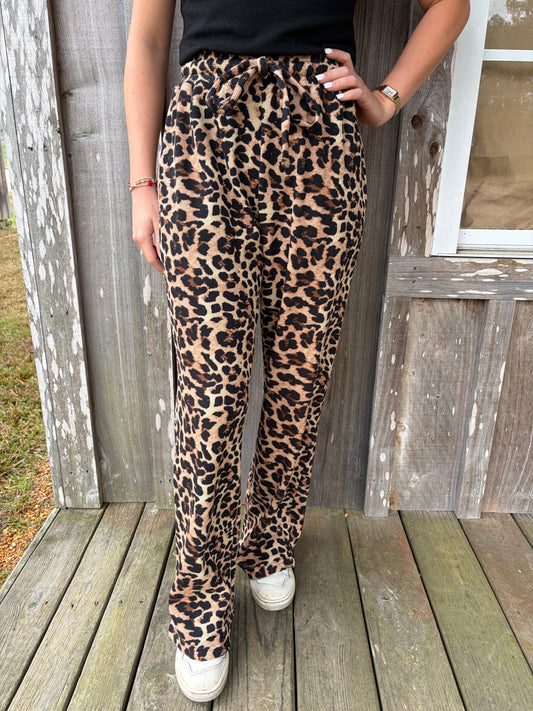 Lulu Mac Waffle Knit Leopard Print Pants Girlie Girl Originals