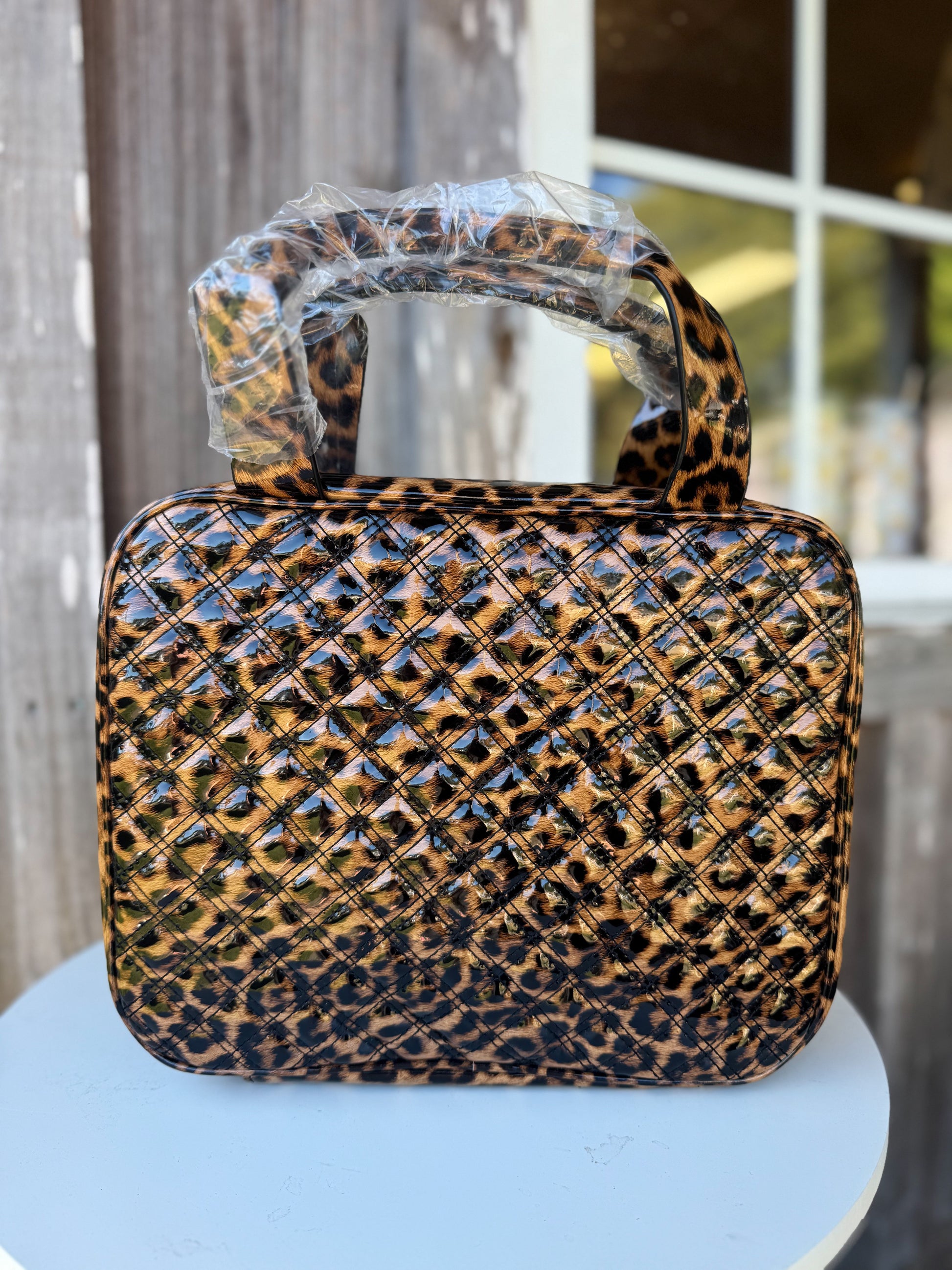 Caroline Hill  Punta Cana Large Case Spotted Patent Makeup Bag Caroline Hill