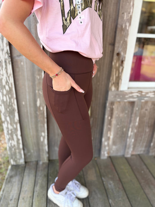 Lulu Mac Brown Solid Leggings Girlie Girl Originals