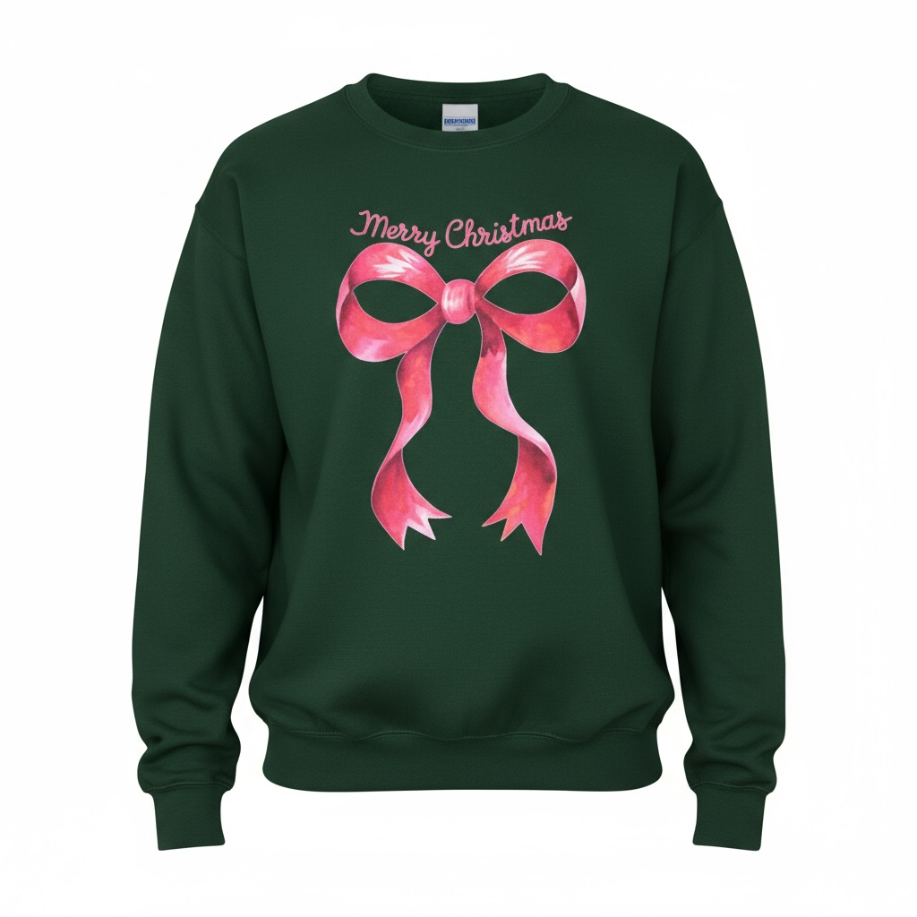 Merry Christmas Red Bow Sweatshirt SOUTHERN SUNDROP BOUTIQUE
