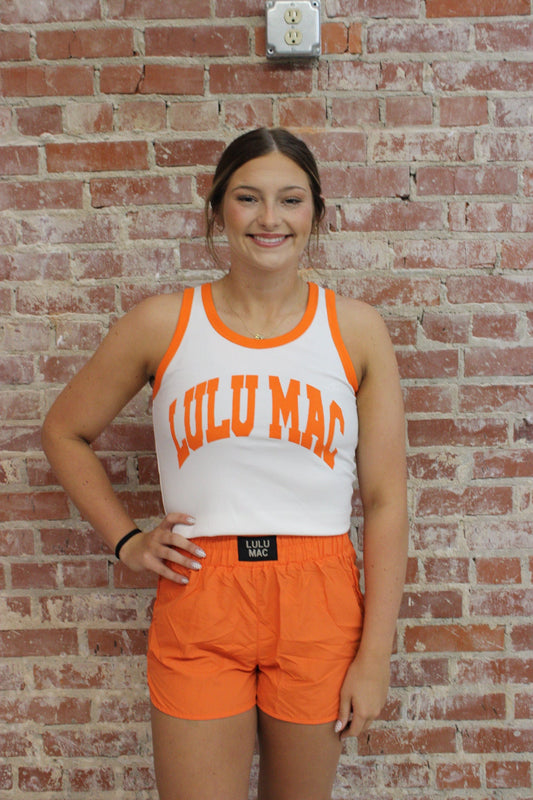 Lulu Mac TK 1000 Orange Letter Tank Top Girlie Girl Originals