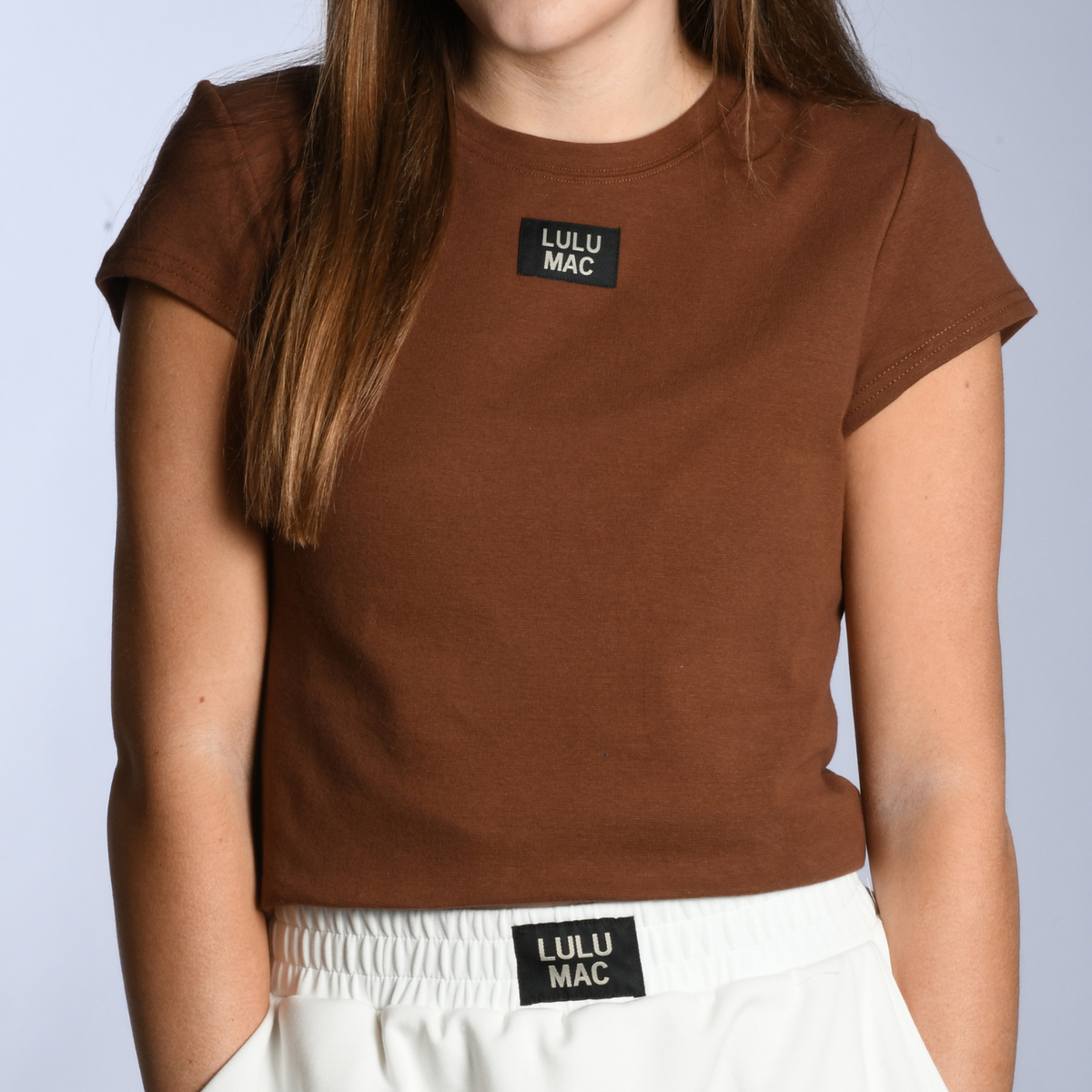 Lulu Mac Dark Brown Baby Doll Short Sleeve Top