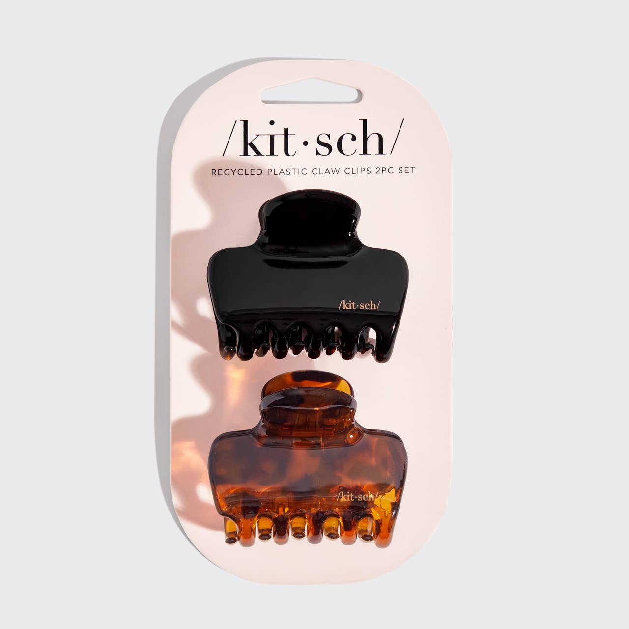 KITSCH - Recycled Plastic Medium Puffy Claw Clips 2pc Set- Black/Tort KITSCH