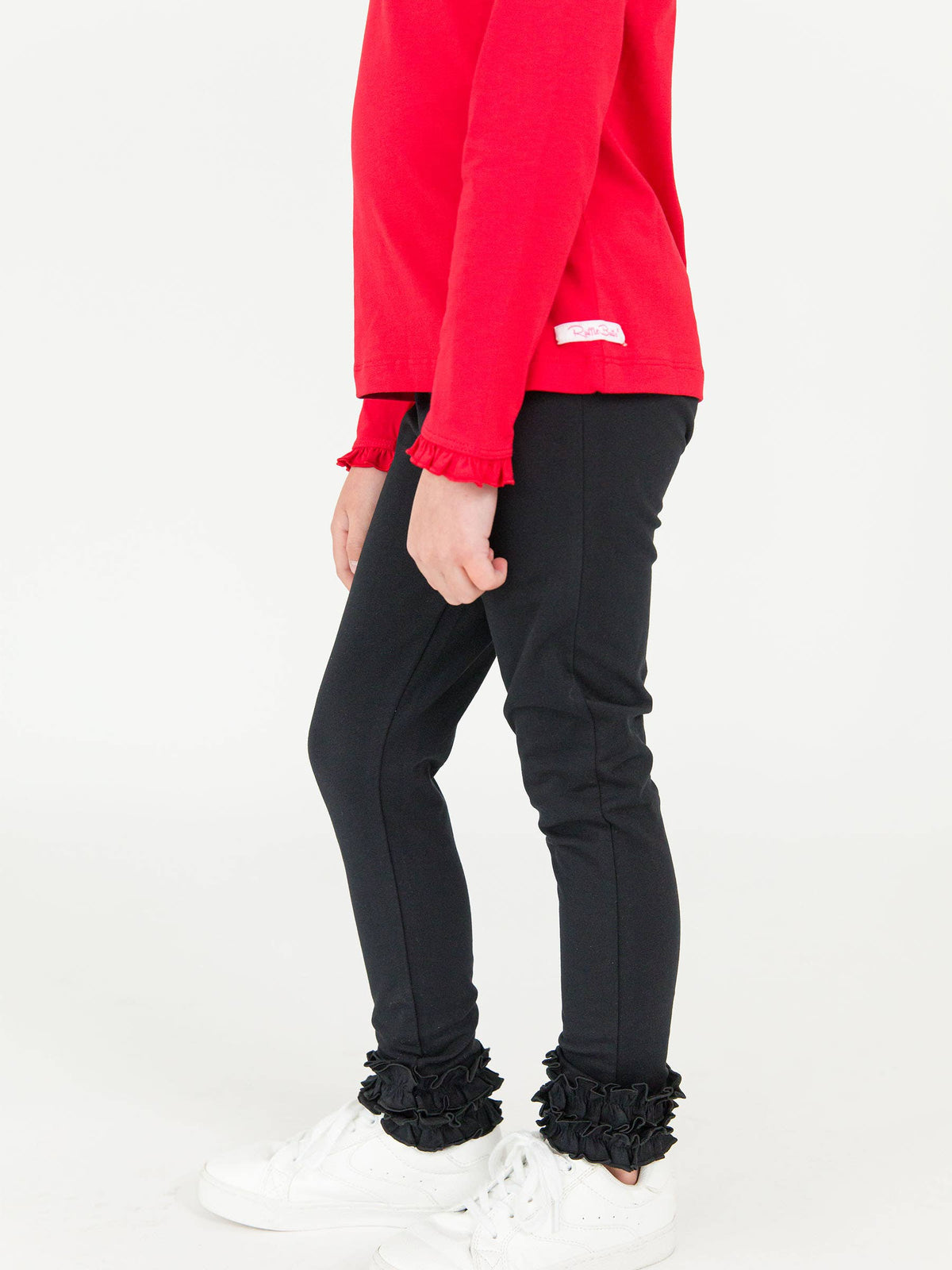 RuffleButts + RuggedButts - Girls Black Classic Ruffle Leggings: Black / 6 RuffleButts + RuggedButts