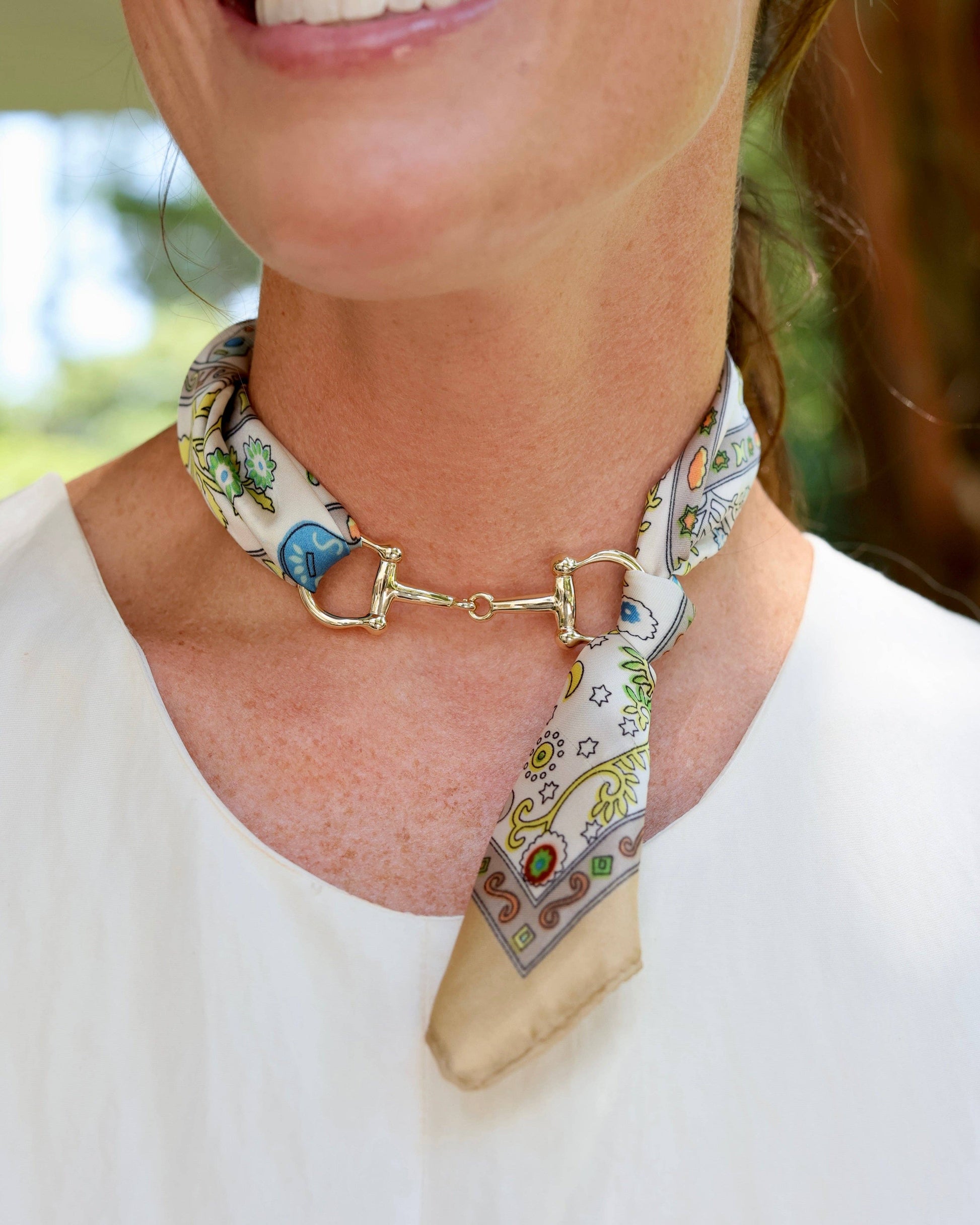 Caroline Hill - Lana Horsebit Scarf Necklace Blue Multi: Default Caroline Hill