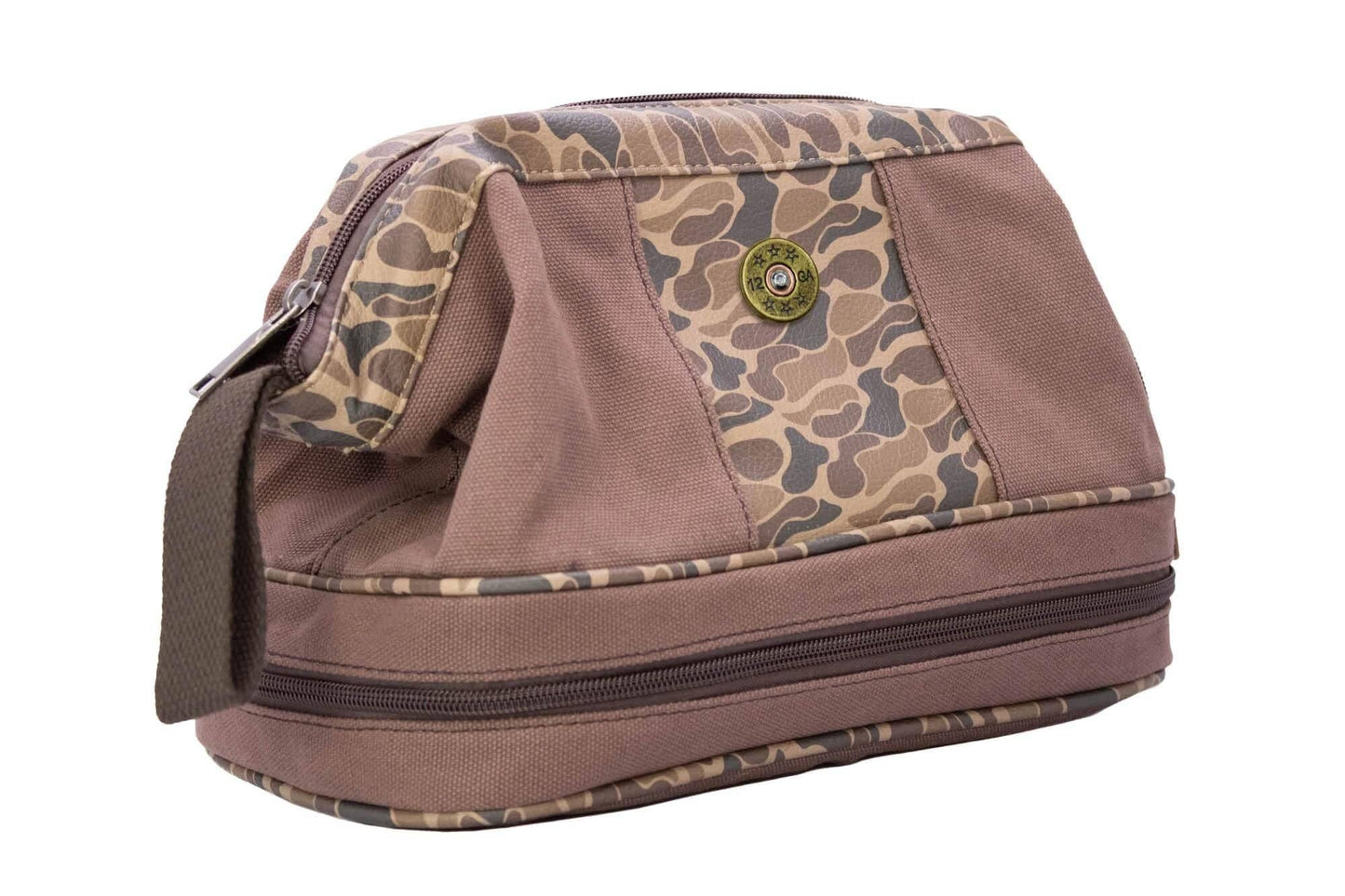 Zep-Pro - Shot Shell Brown Waxed Canvas Old School Camo Men's Toiletry Dopp Bag.: Brown/Tan Zep-Pro