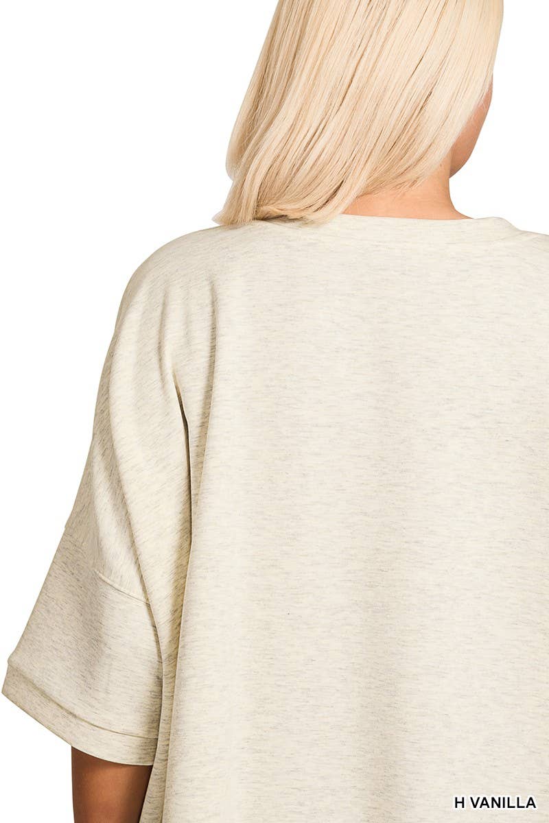 Vanilla Monkey - Plus Scuba Round Neck Top With Side Slits: ASH JADE / 3-2(1X/2X-2X/3X) Vanilla Monkey
