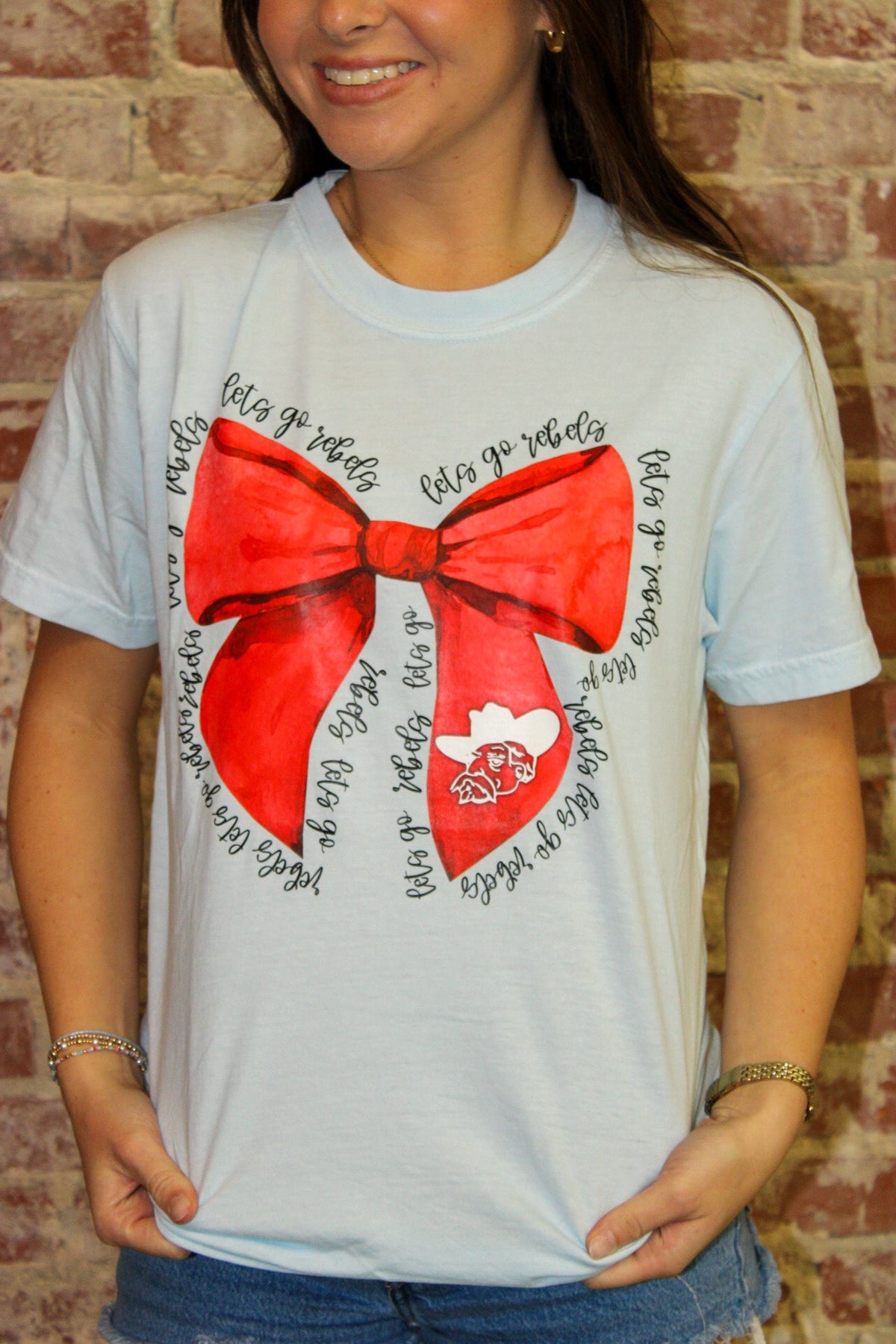 Coquette Ole Miss Rebels Bow Graphic Tee Gia Gifts Boutique