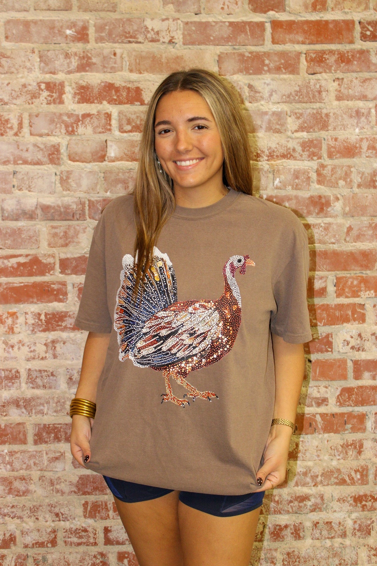 Espresso Faux Rhinestone Turkey Hunting Graphic Tee Dash Forward Wholesale