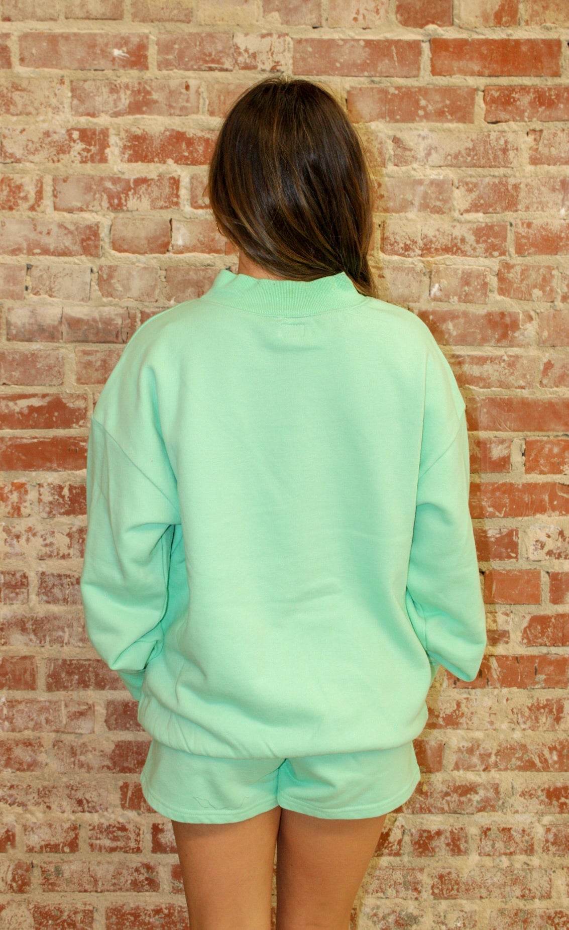 LULU MAC LONGSLEEVE TERRY CLOTH TOP- SEAFOAM LULU MAC