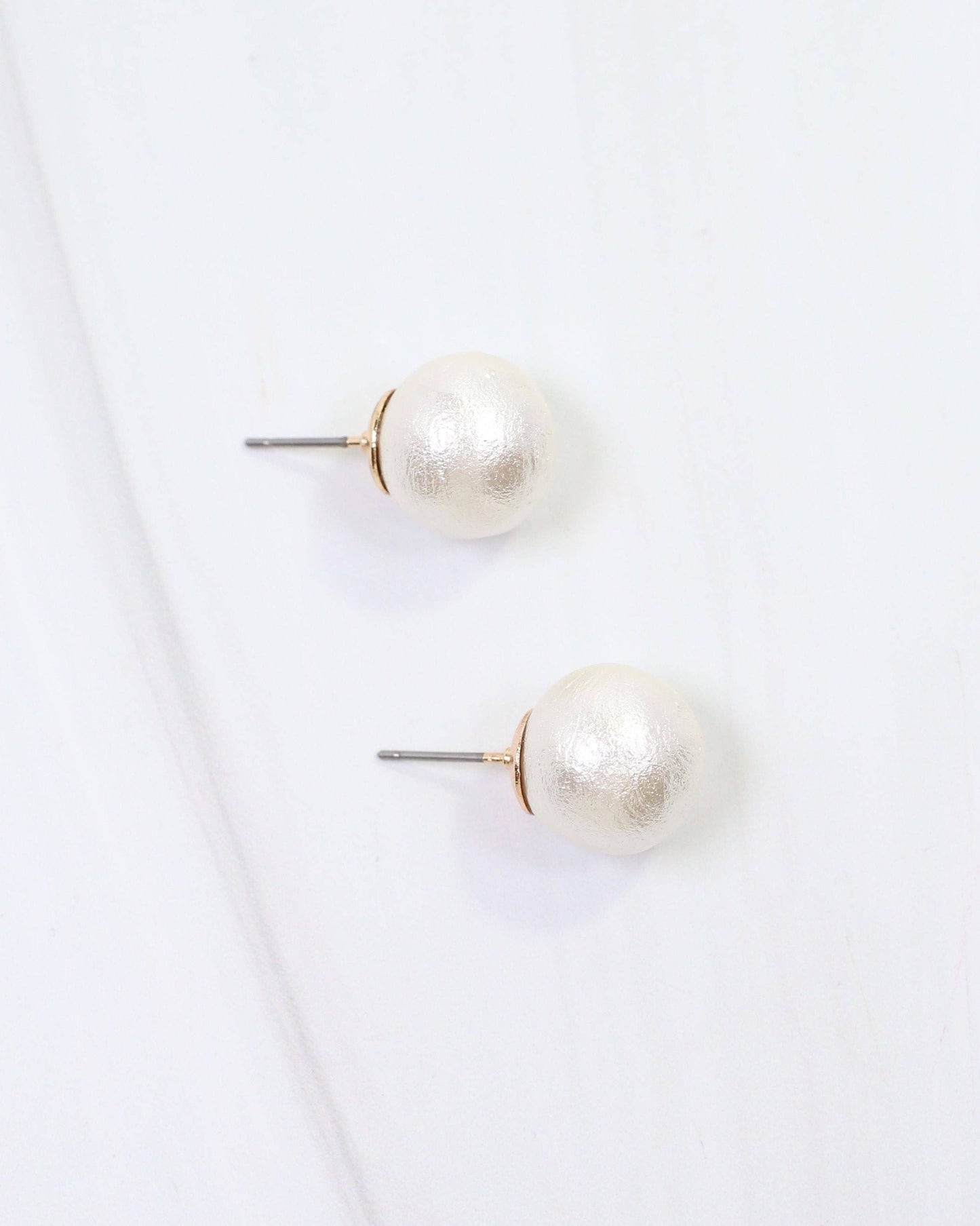 Caroline Hill - Alina Textured Pearl Stud Earring Cream: Default Caroline Hill
