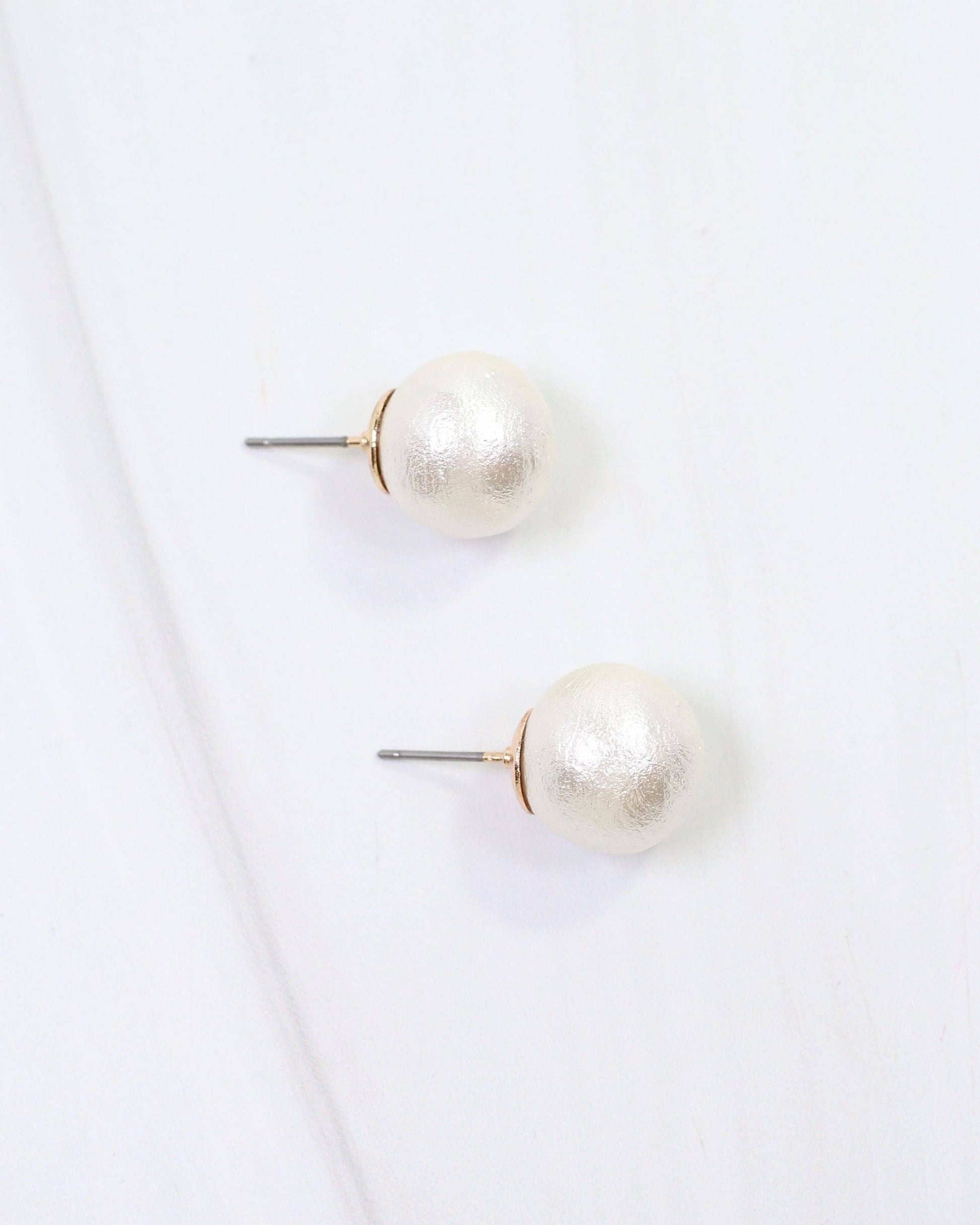 Caroline Hill - Alina Textured Pearl Stud Earring Cream: Default Caroline Hill